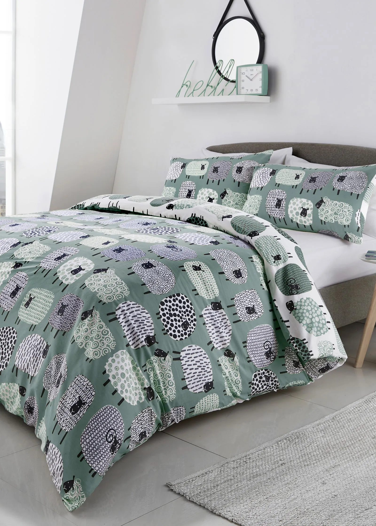 Dotty Sheep Single Duvet Cover Set - Blue product