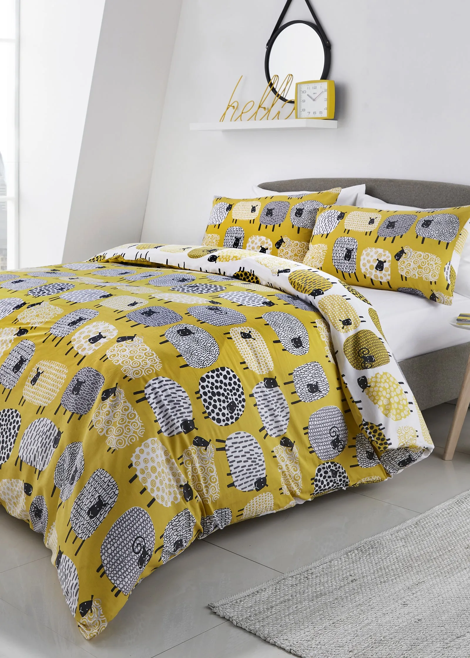 Dotty Sheep Single Duvet Cover Set - Yellow product