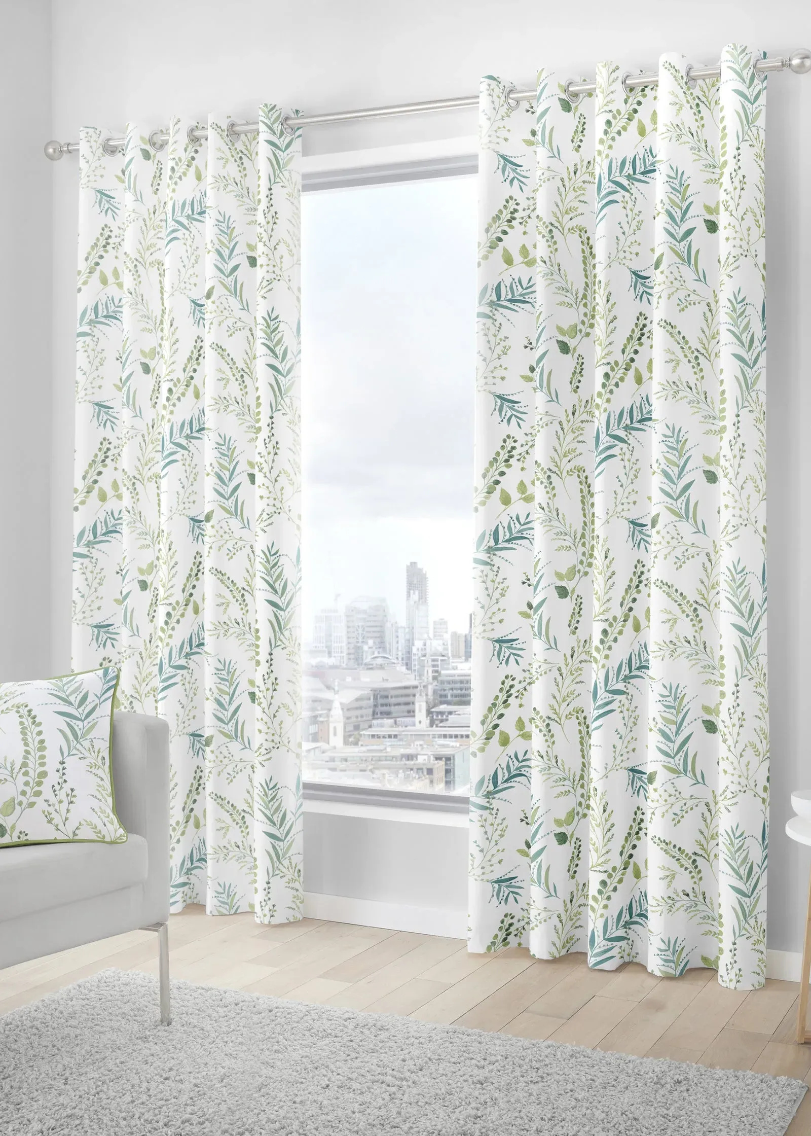 Fernworthy Eyelet Curtains 46w x 54d - Green, Polyester product