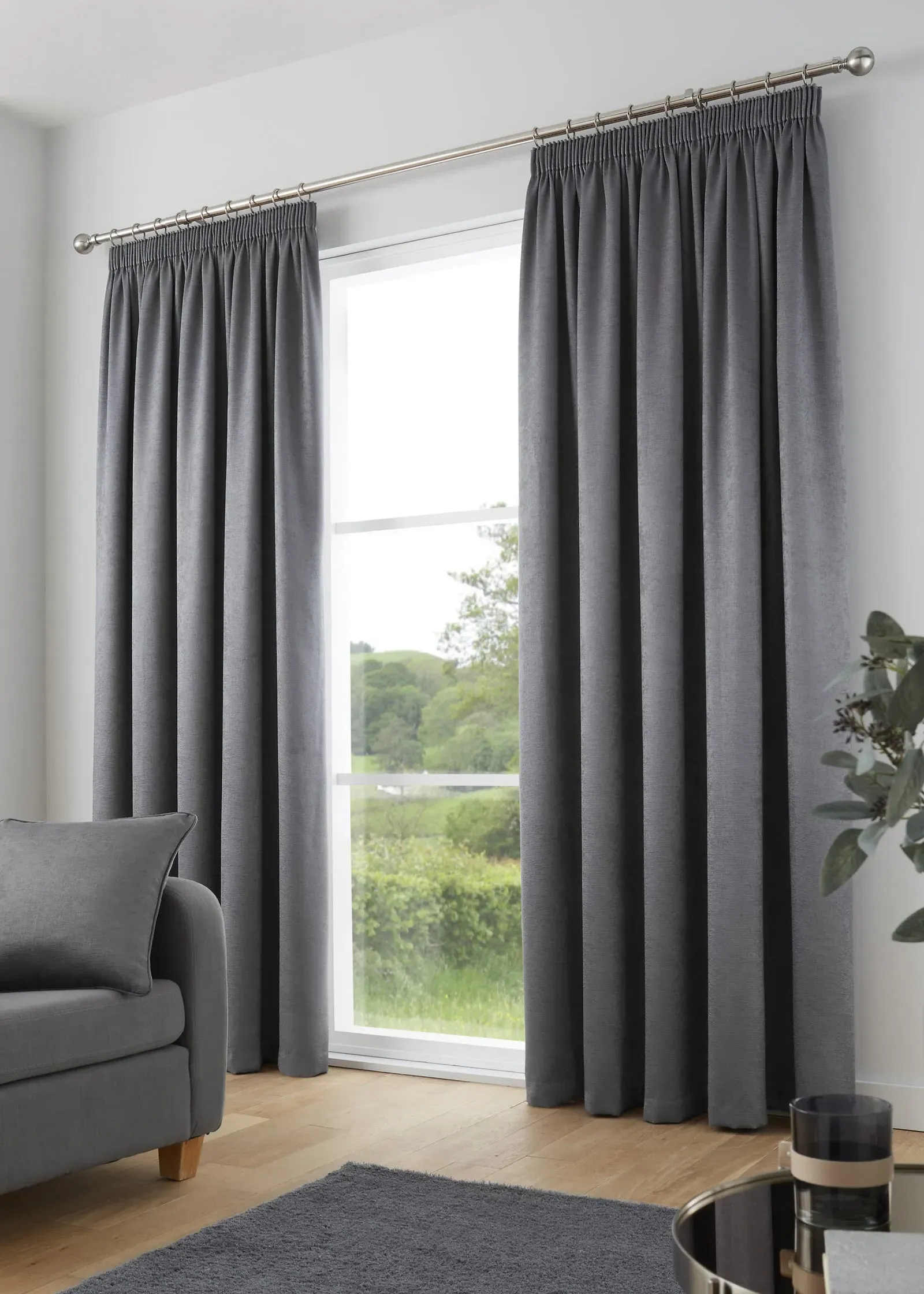 Galaxy Dim-Out Pencil Pleat Curtains 46x54" - Grey, Polyester product