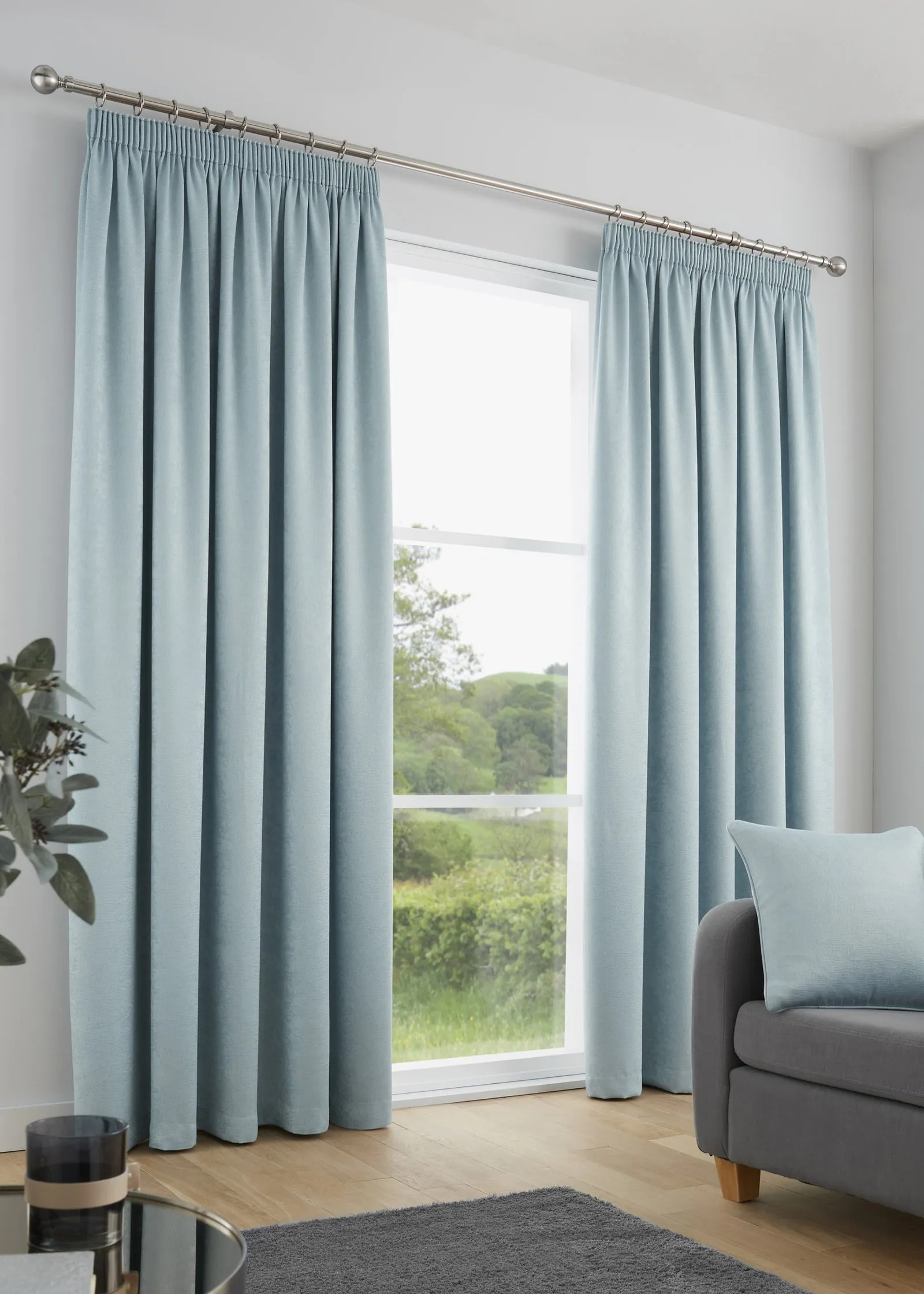 Galaxy Dim-Out Pencil Pleat Curtains - Blue, Polyester product