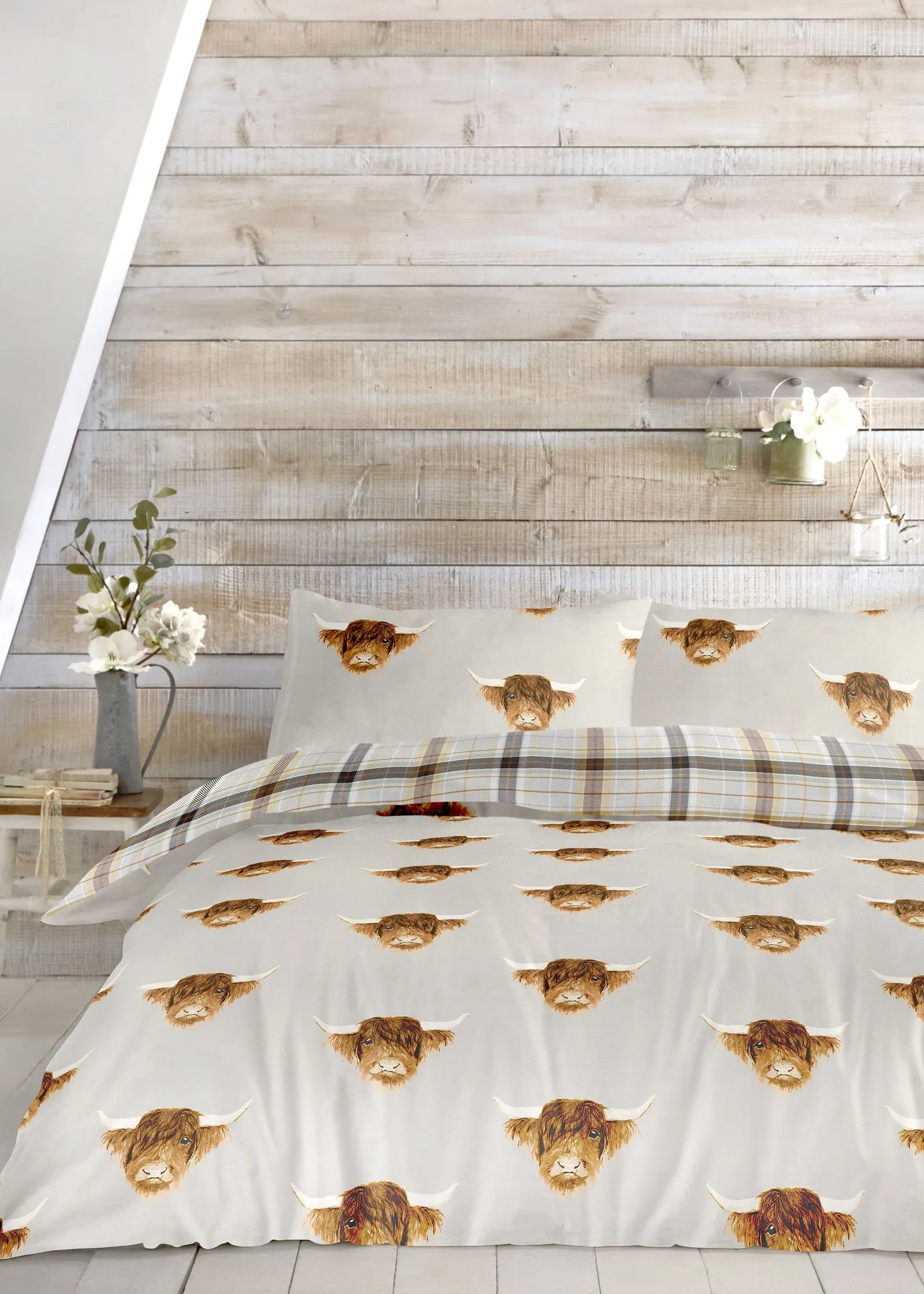 Highland Cow Single Duvet Cover Set - Yellow, Polycotton product