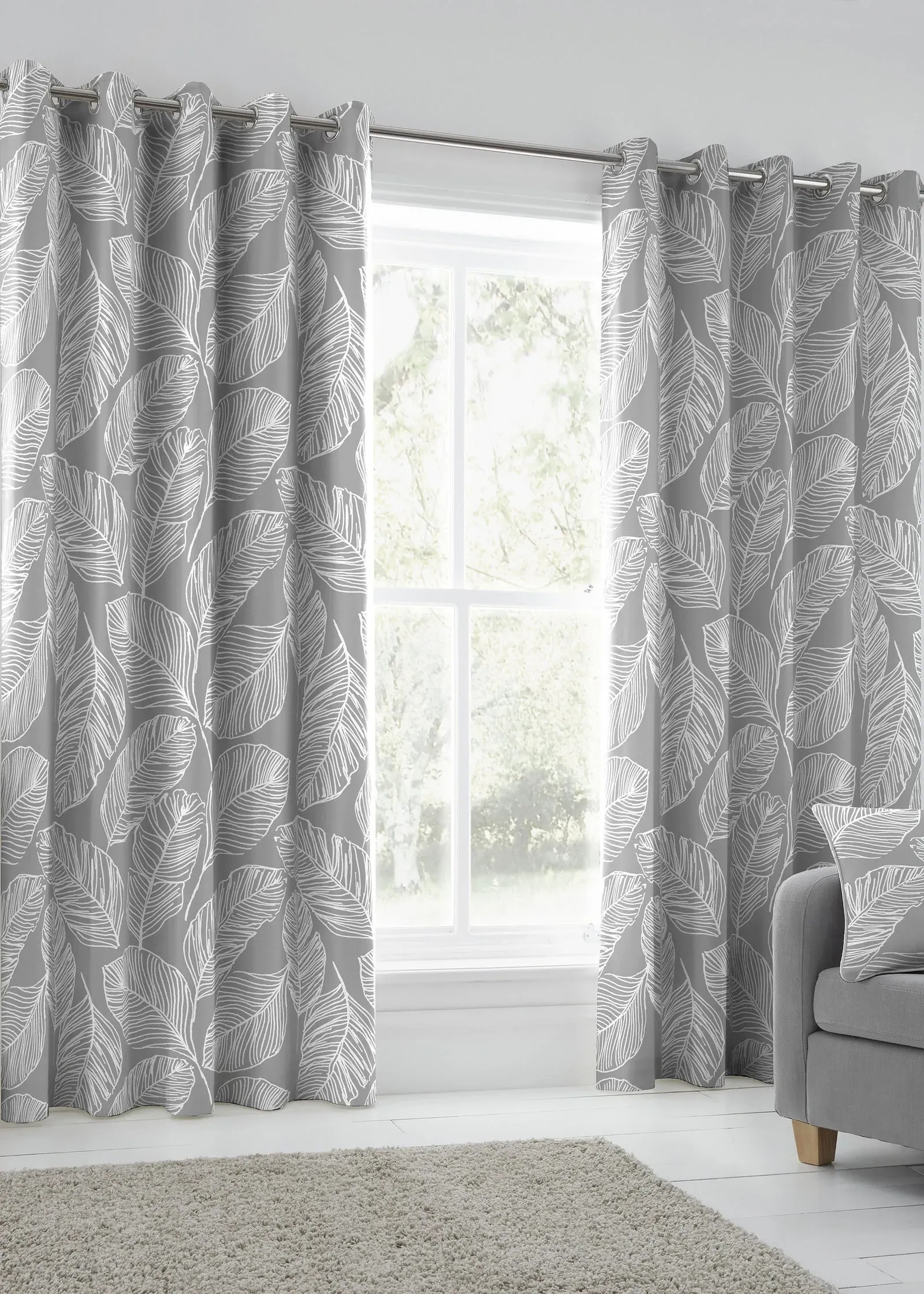 Matteo Eyelet Curtains 46w x 54d - Grey, Polyester product