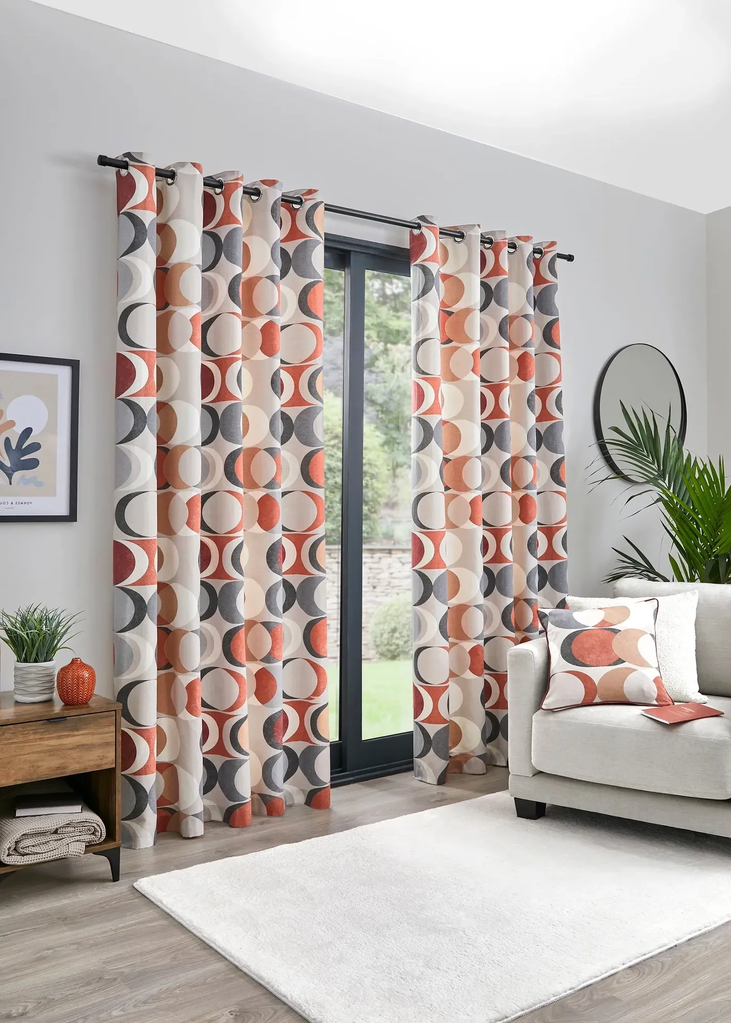 Sander Eyelet Curtains 46w x 54d - Brown, Cotton product