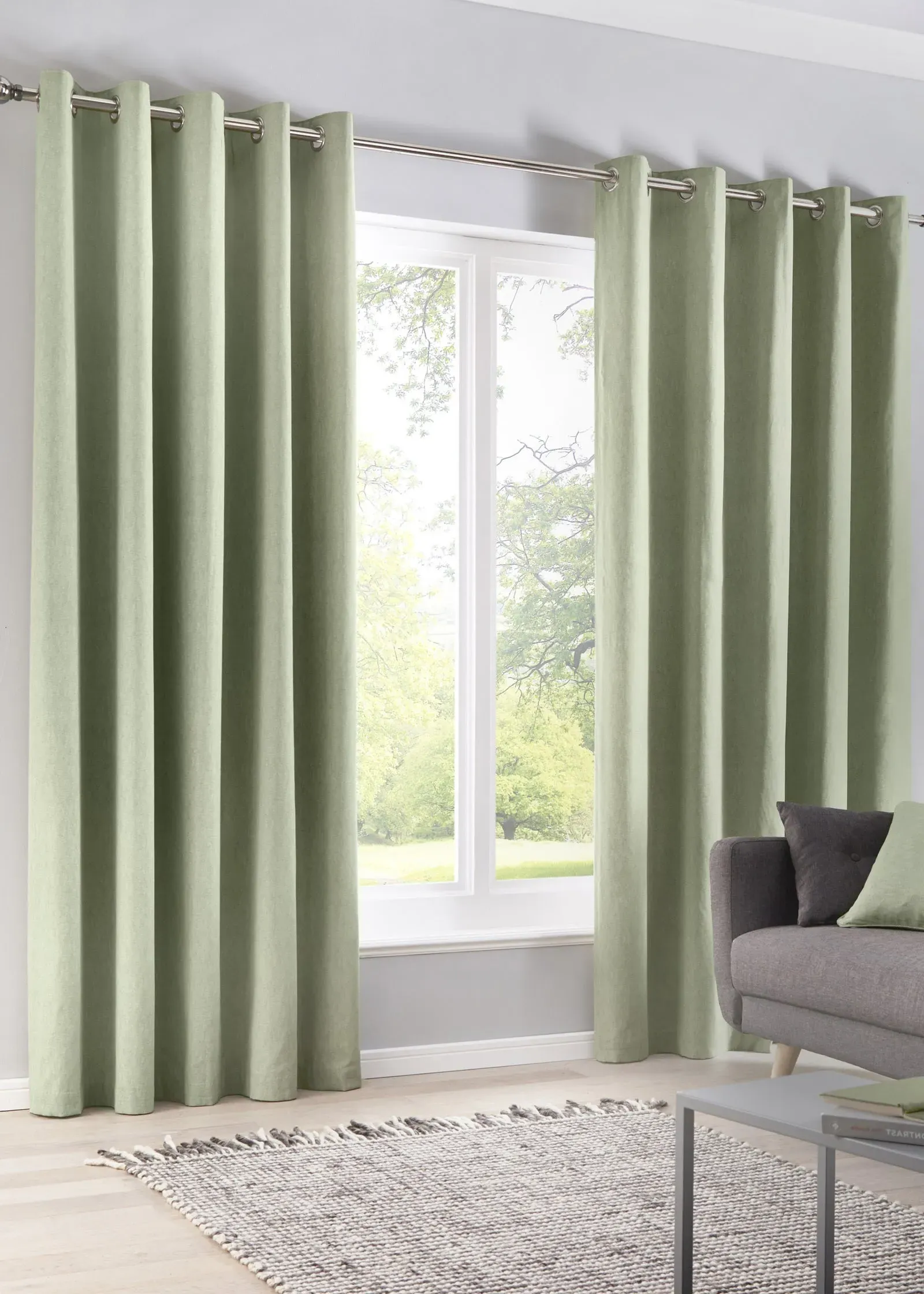 Sorbonne Eyelet Curtains 46w x 54d - Green, Polyester product