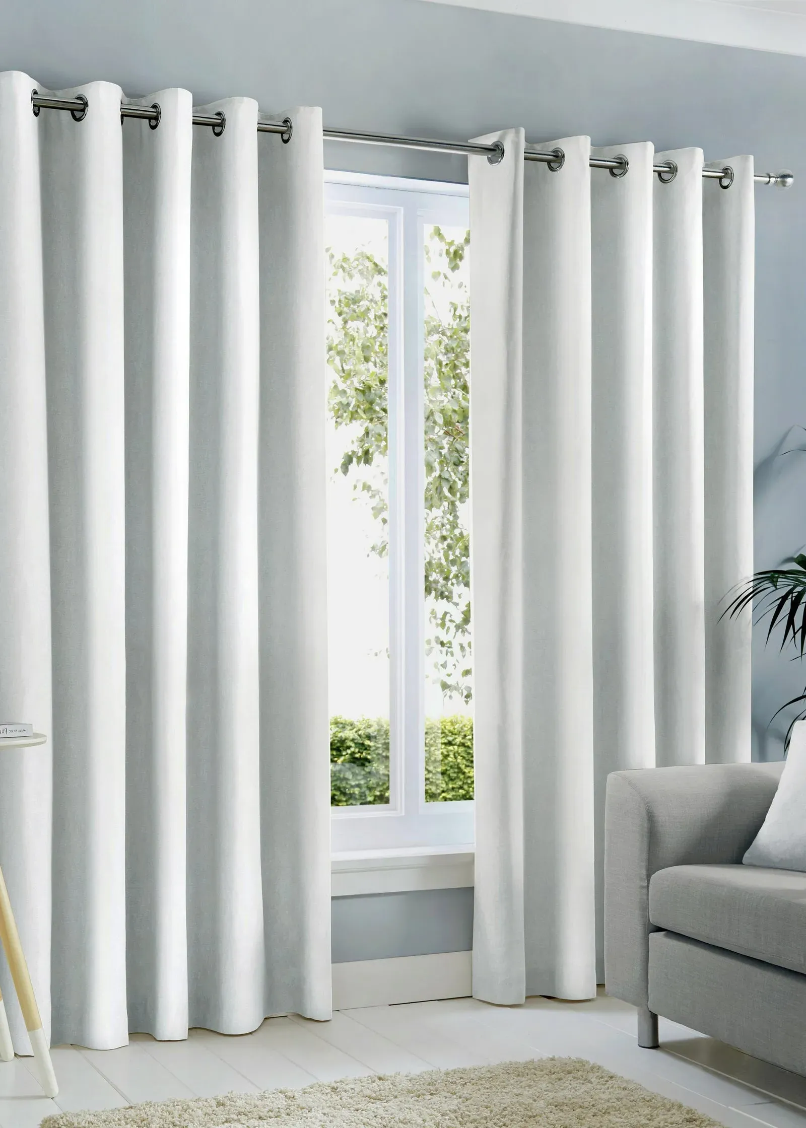 Sorbonne Eyelet Curtains 46w x 54d - White, Polyester product