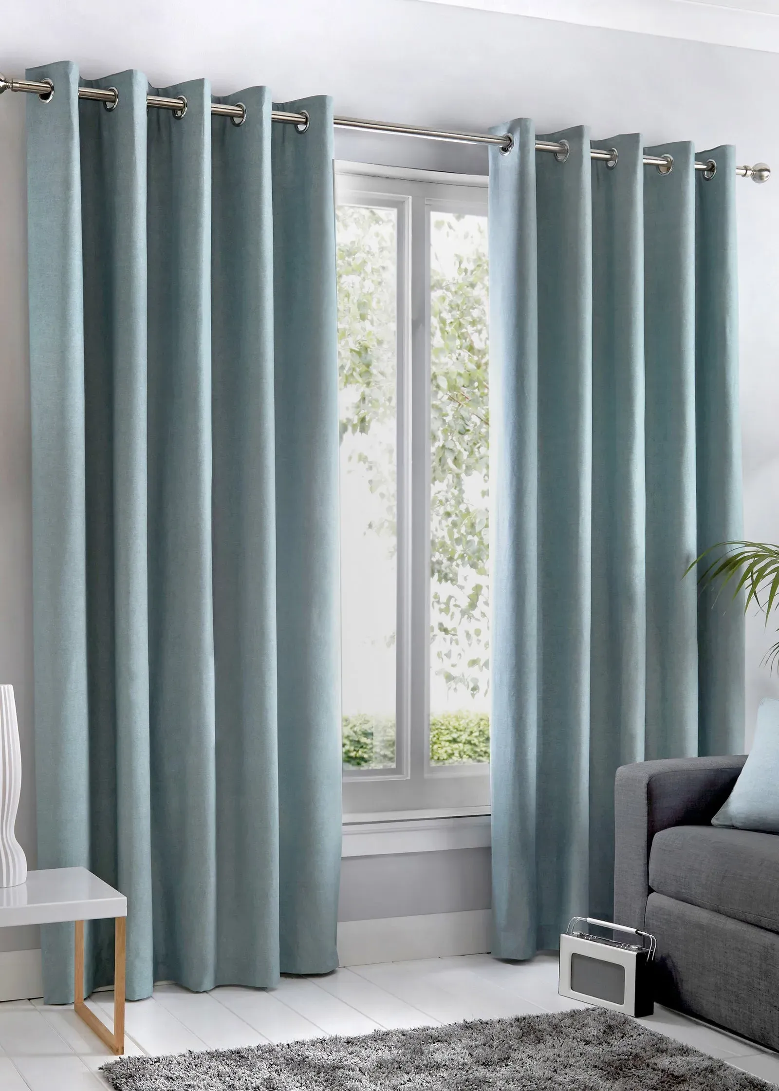Sorbonne Eyelet Curtains - Blue, Polyester product
