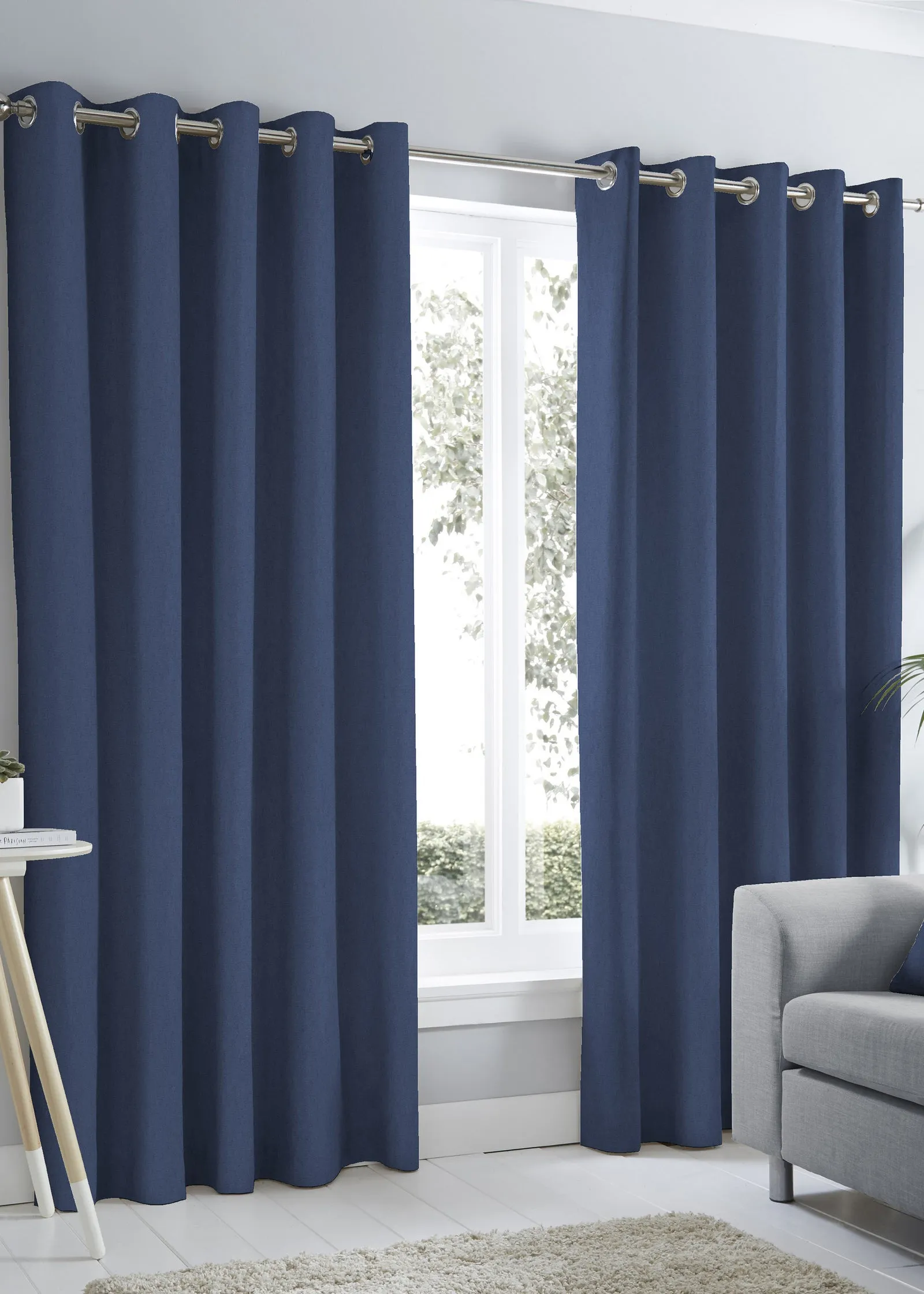 Sorbonne Eyelet Curtains - Navy, Polyester (46w x 72d) product
