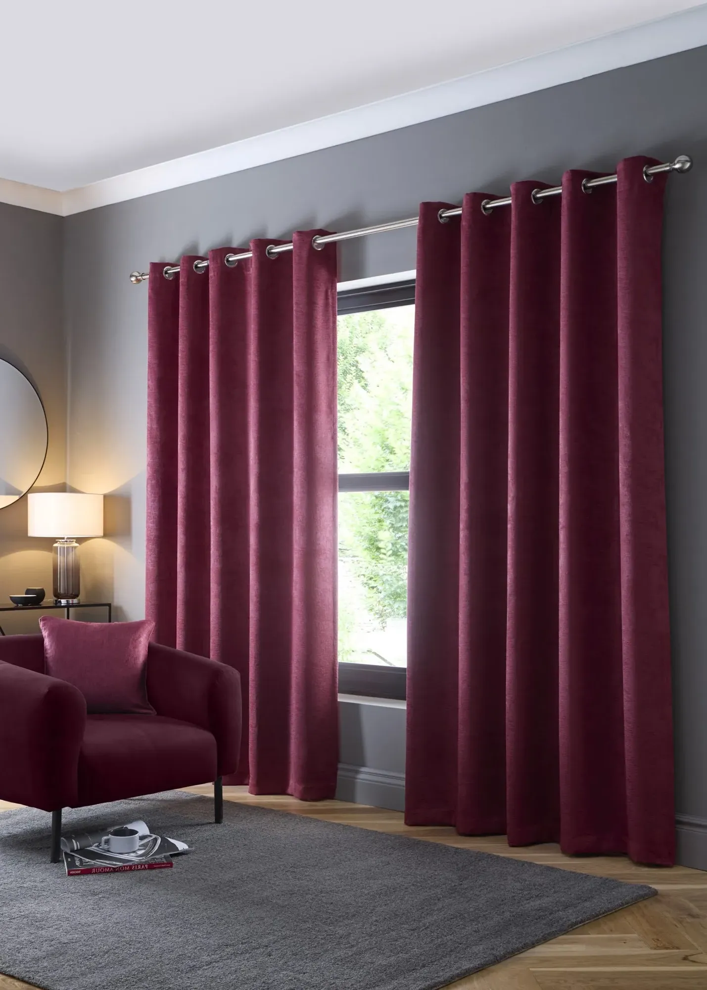 Strata Dim-Out Eyelet Curtains 46w x 54d - Purple, Polyester product