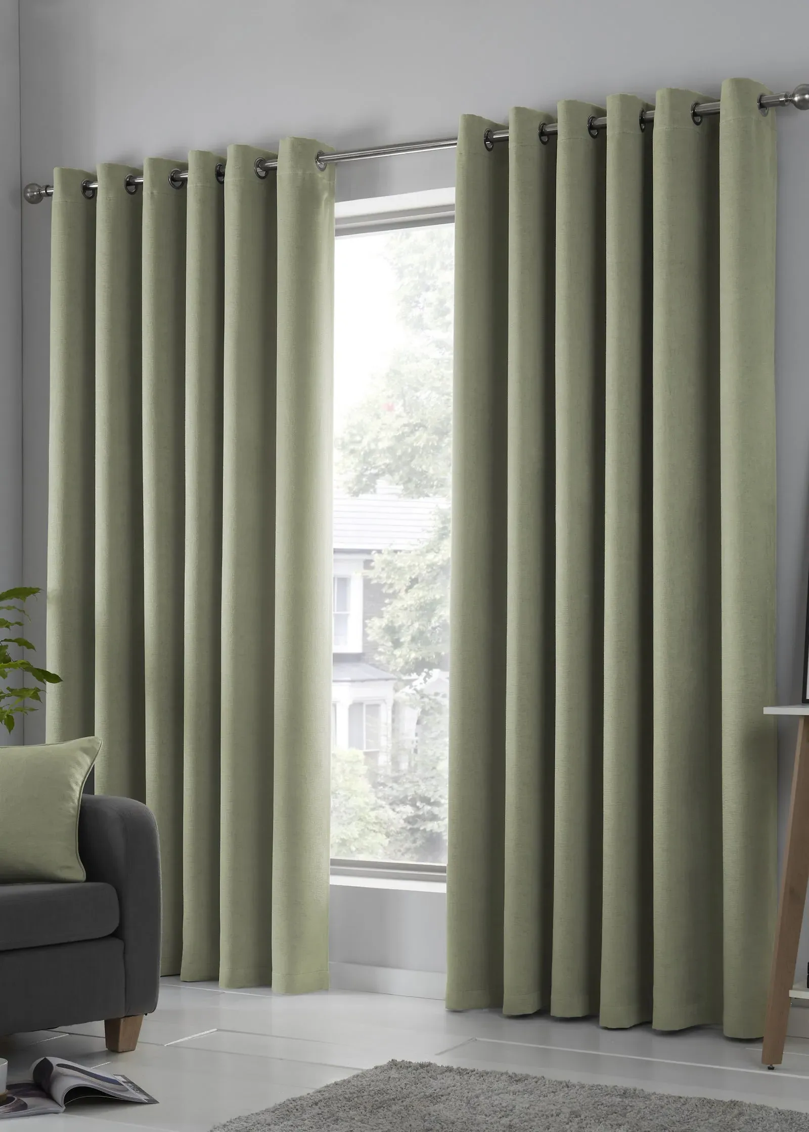 Strata Dim-Out Eyelet Curtains - Green, Polyester product