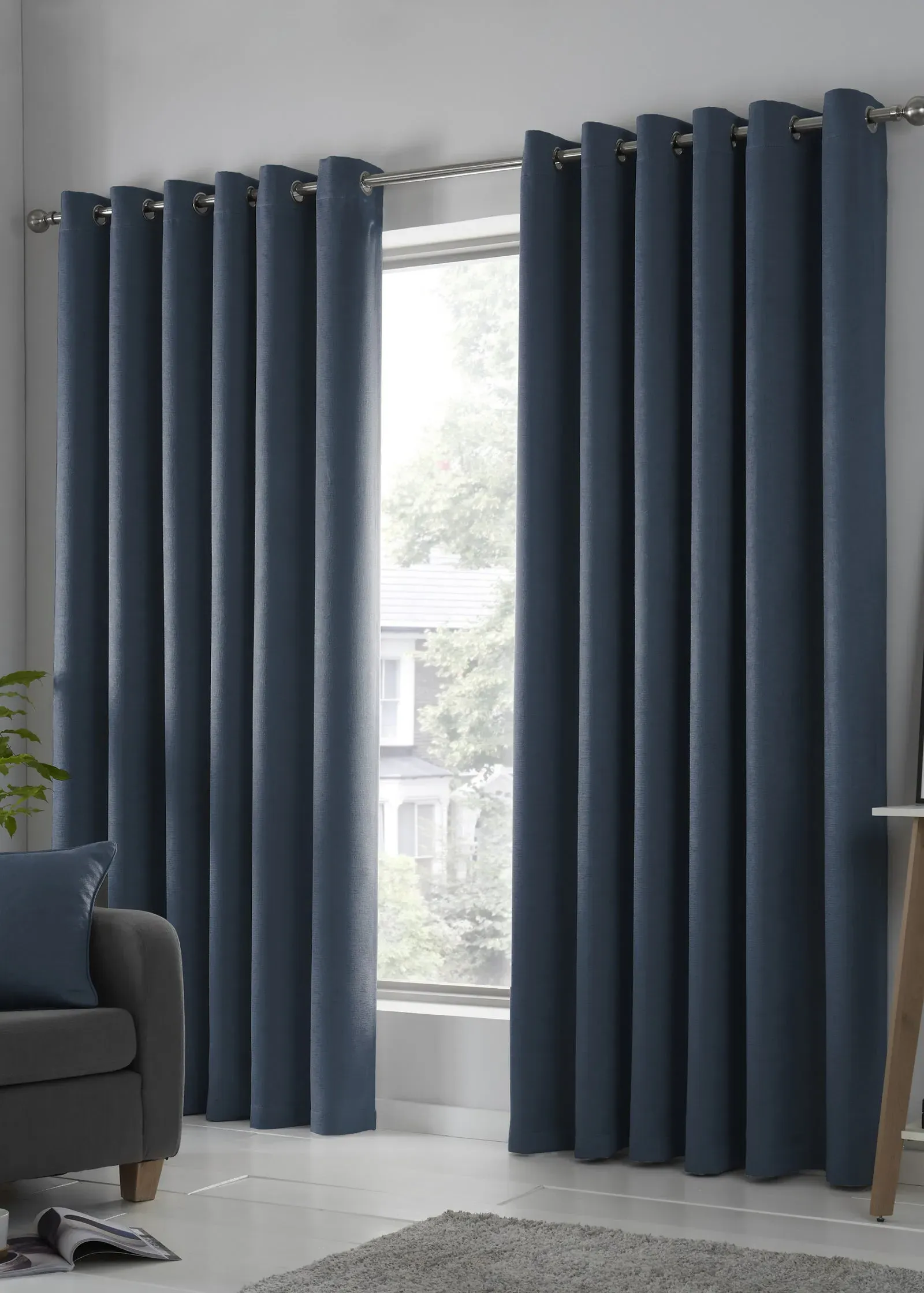 Strata Dim-Out Eyelet Curtains - Navy, Polyester product