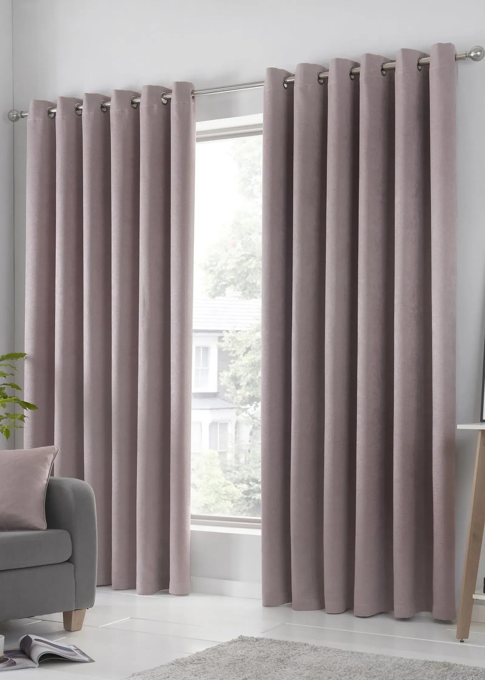 Strata Dim-Out Eyelet Curtains - Pink, Polyester product