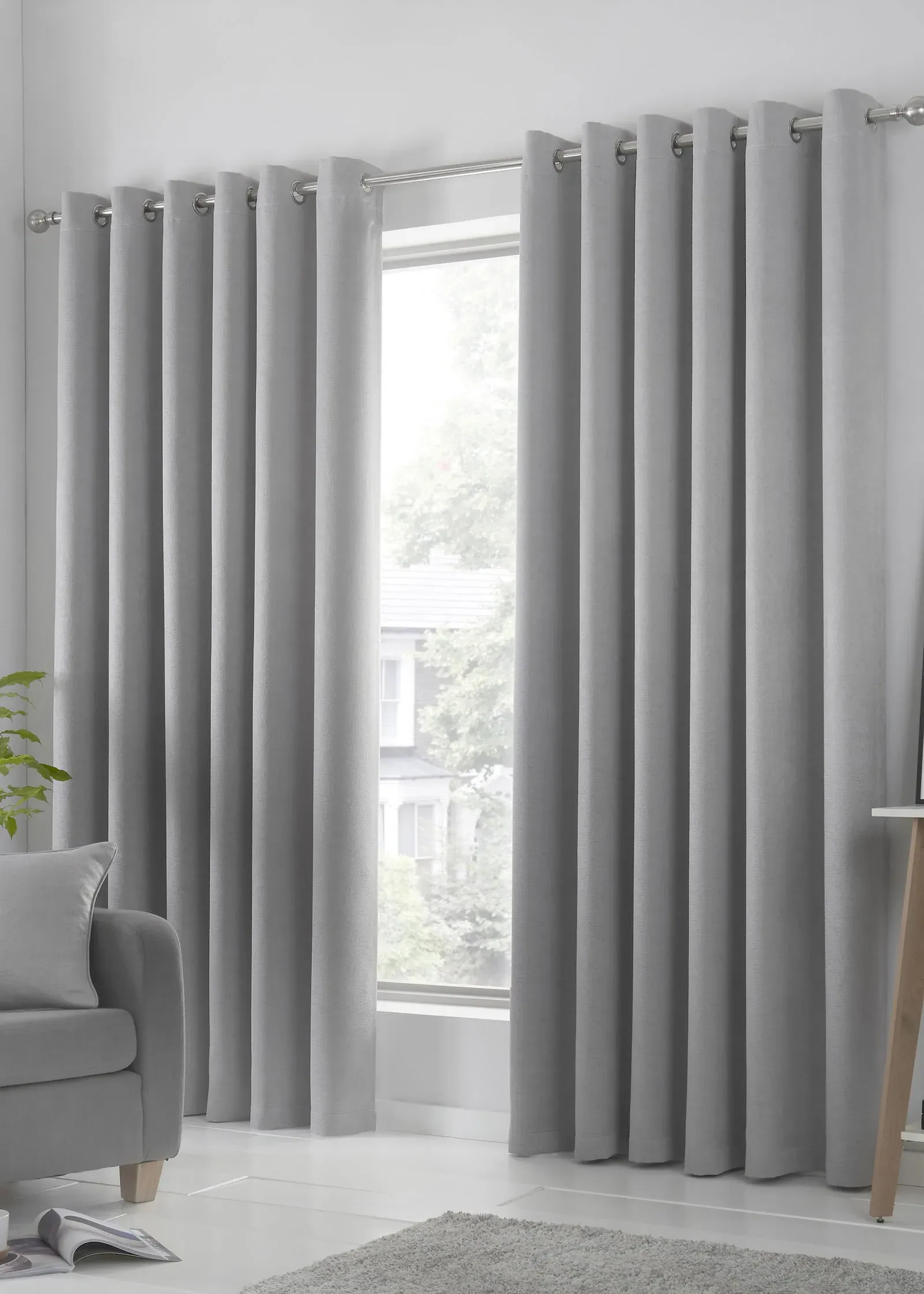 Strata Dim-Out Eyelet Curtains - Silver, Polyester product