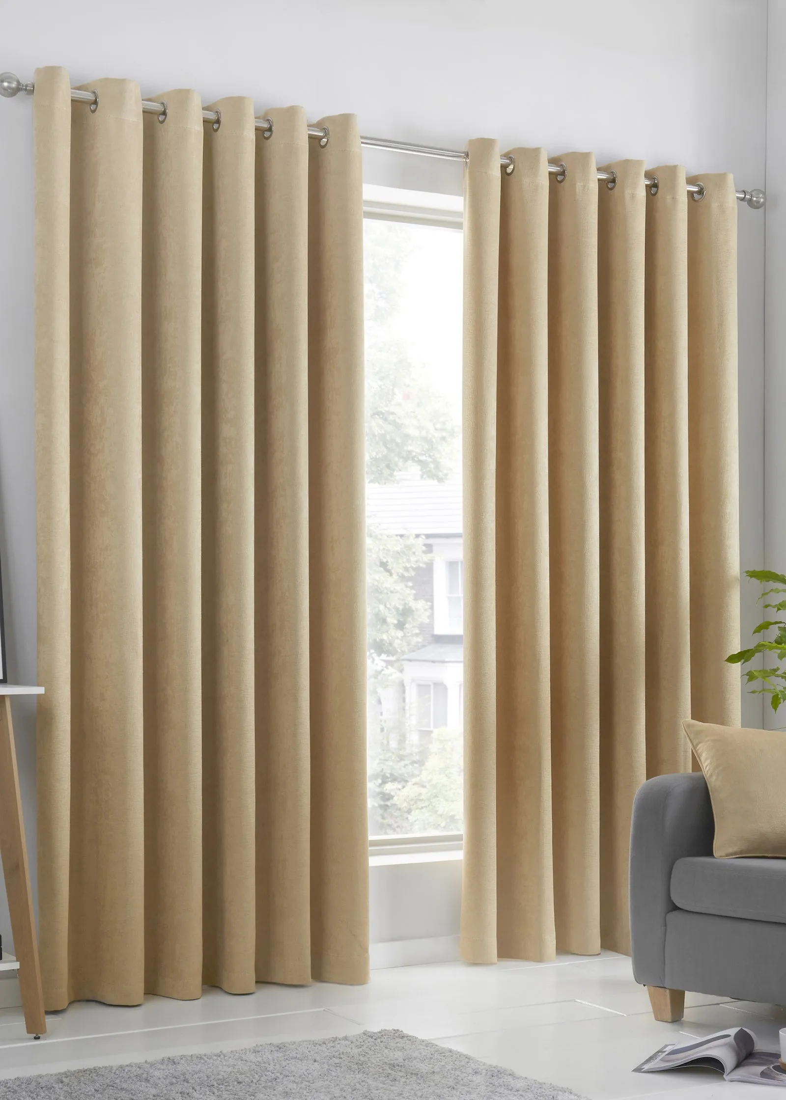 Strata Dim-Out Eyelet Curtains - Yellow, Polyester product