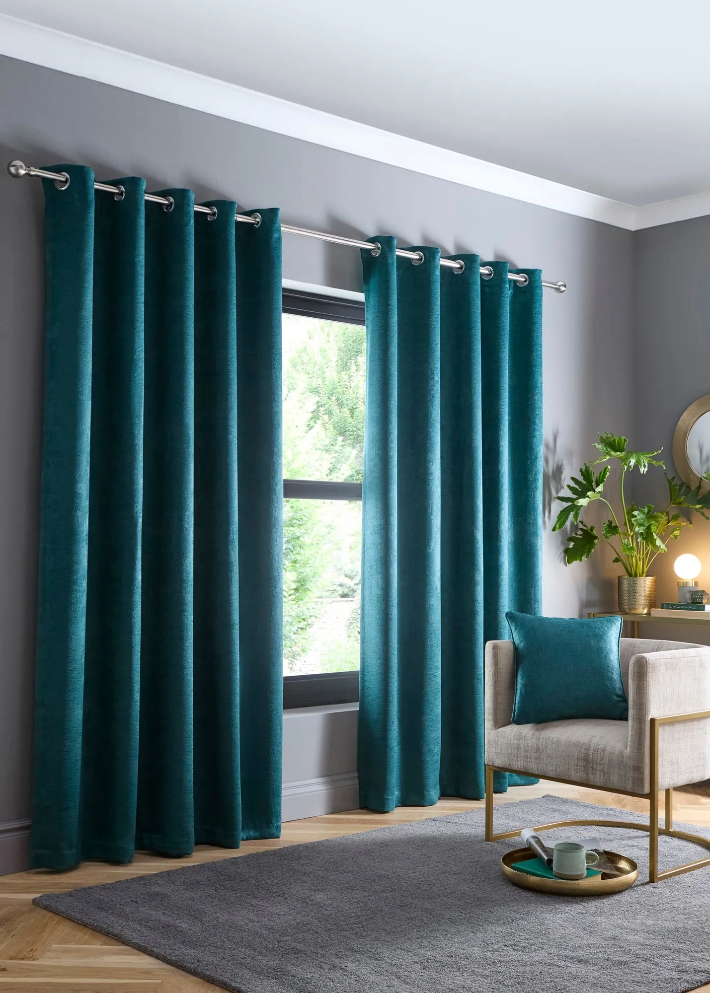 Strata Dim-Out Woven Eyelet Curtains - Green, Polyester product