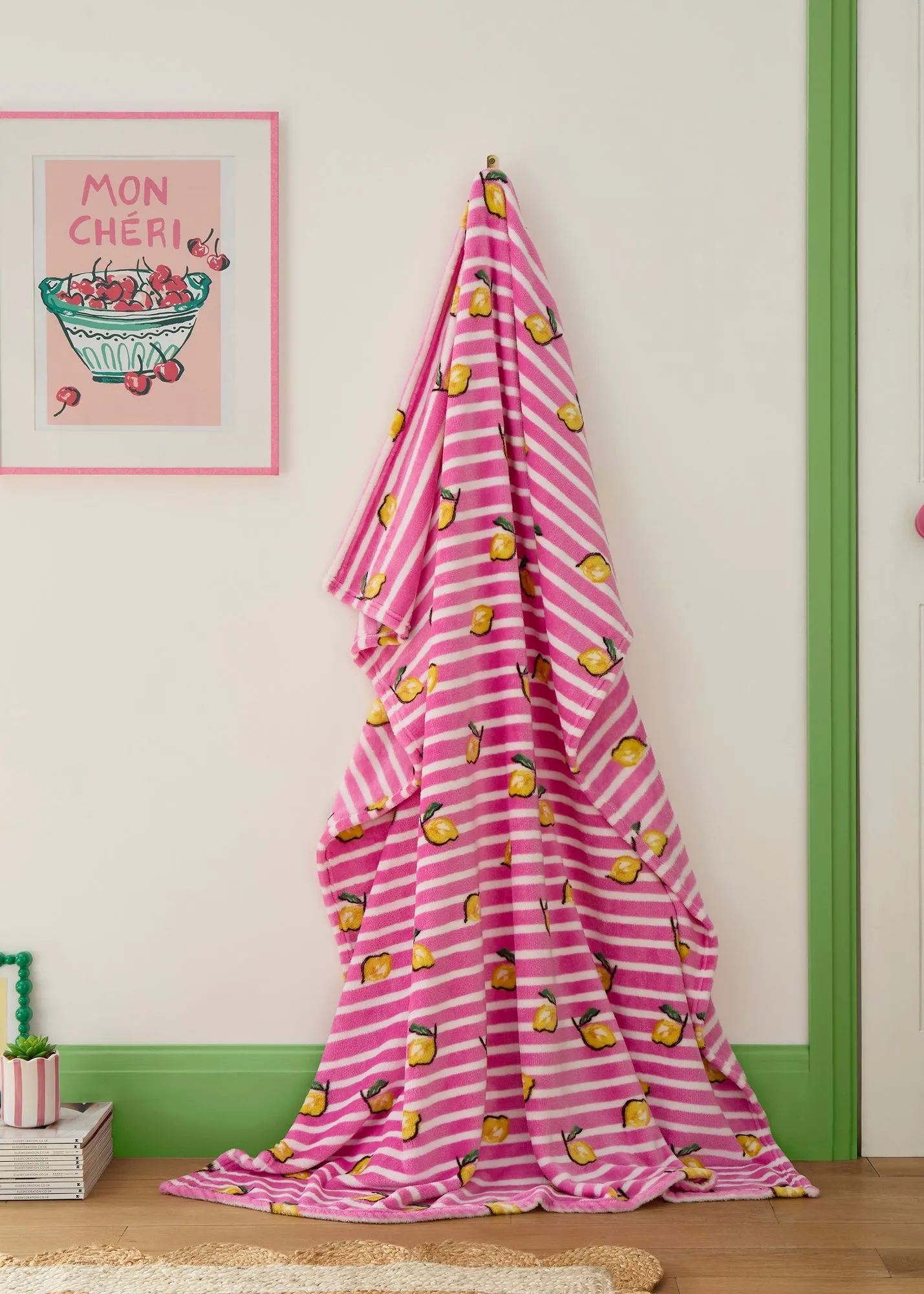 Summer Fruits Throw - Pink, Polyester Fleece product