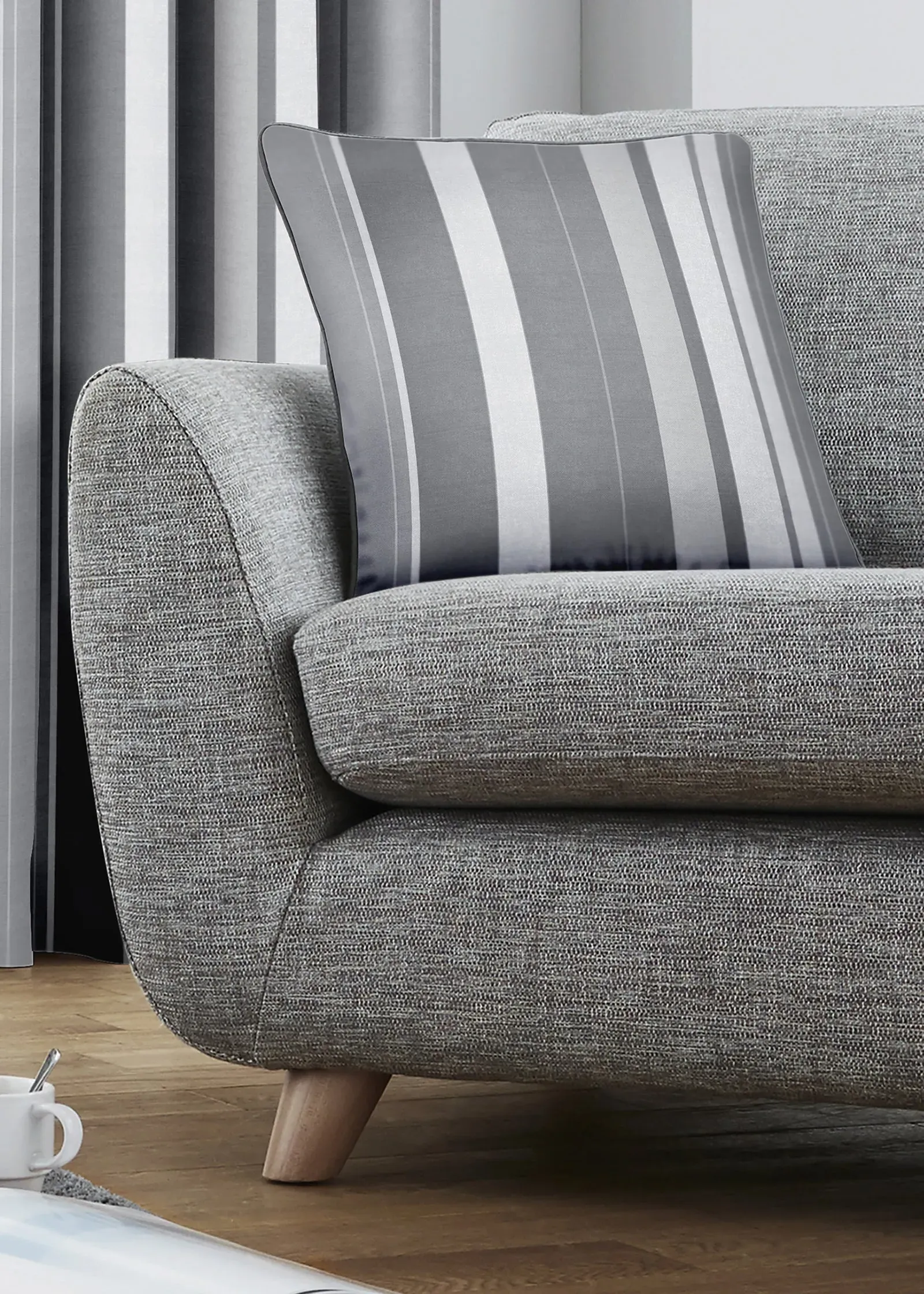 Whitworth Stripe Filled Cushion - Grey, Cotton product