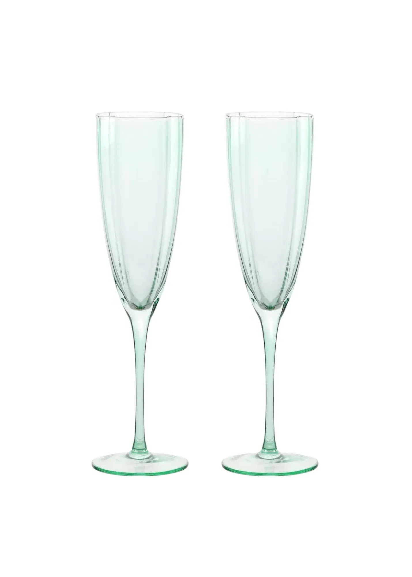 Scallop Champagne Flutes Set of 2 - Green, Glass product
