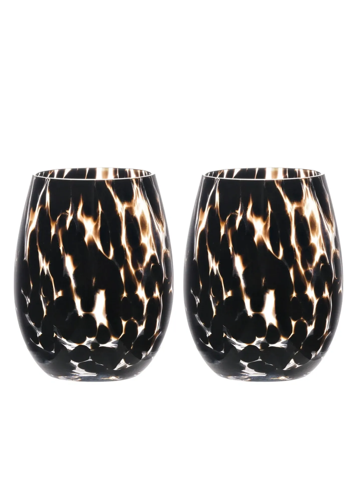 Set of 2 Tortoise Shell Tumbler Glasses - Brown, Glass product
