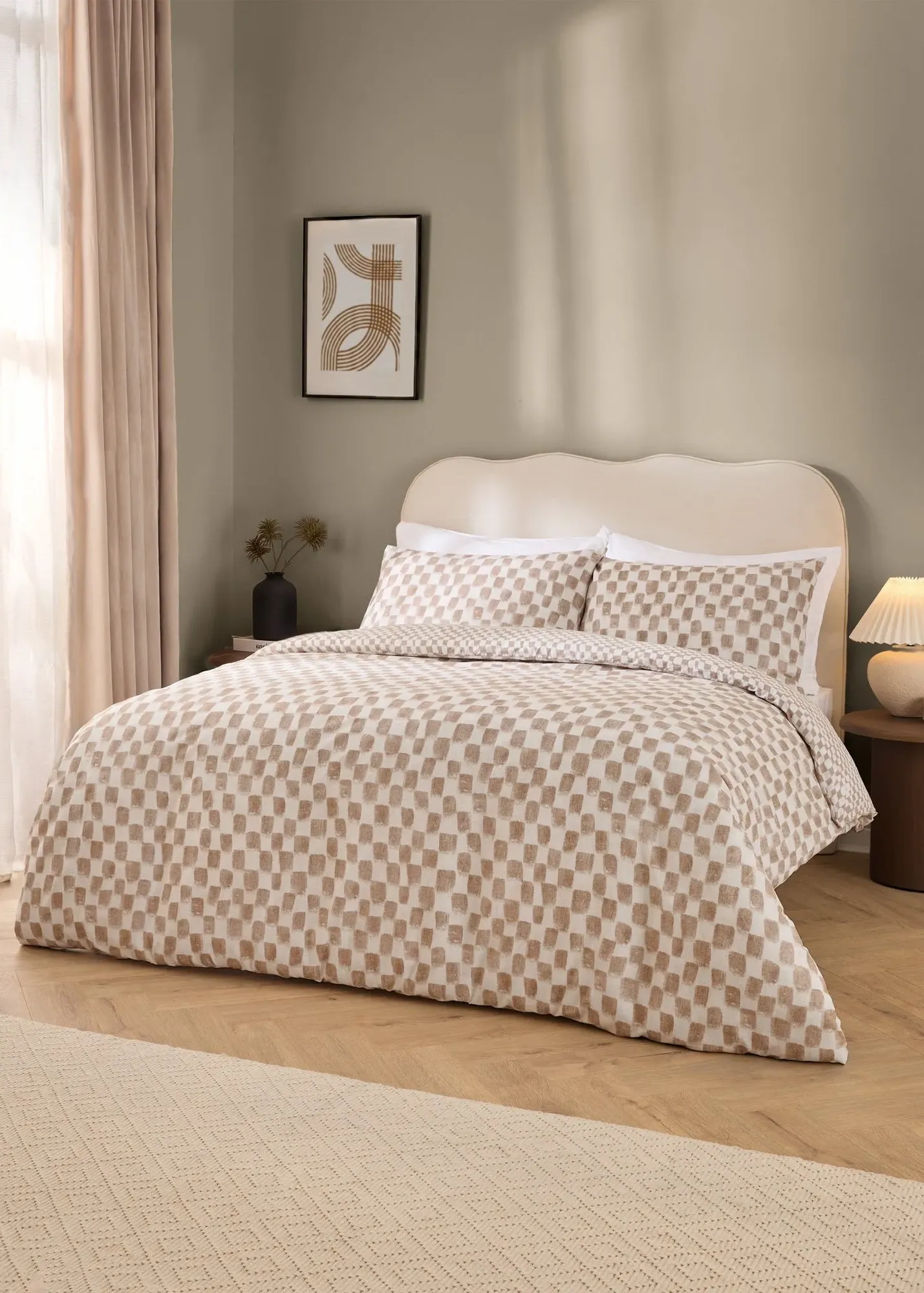 Nyhavn Checkerboard Single Duvet Cover Set Reversible - Brown, Cotton product