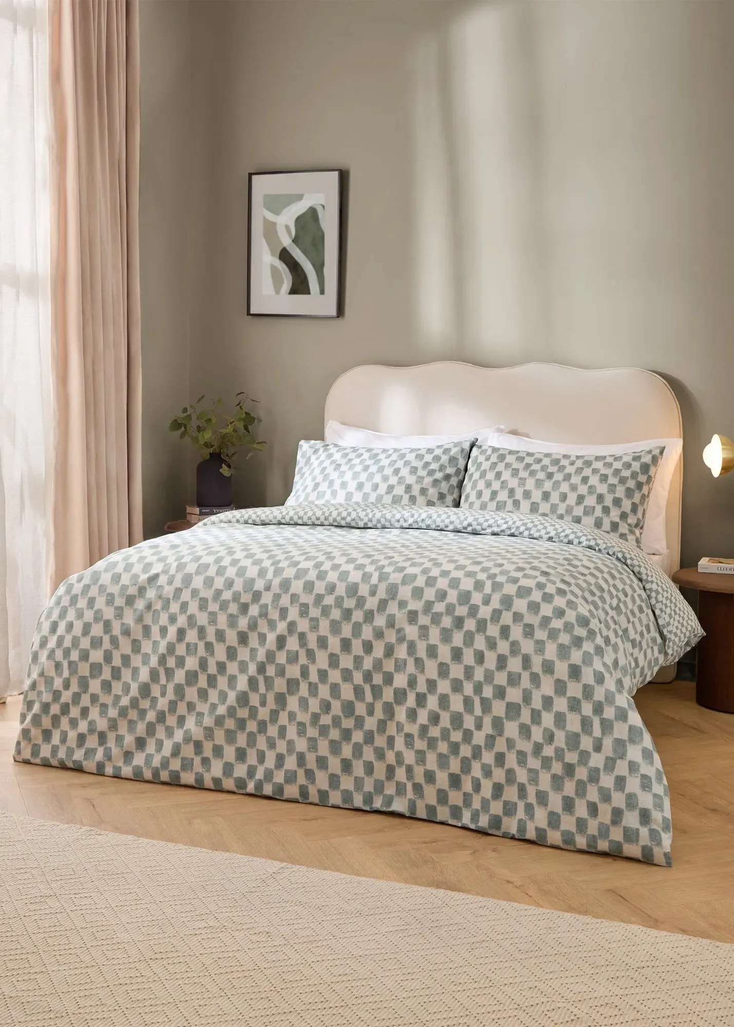 Nyhavn Checkerboard Single Reversible Duvet Cover Set - Blue product