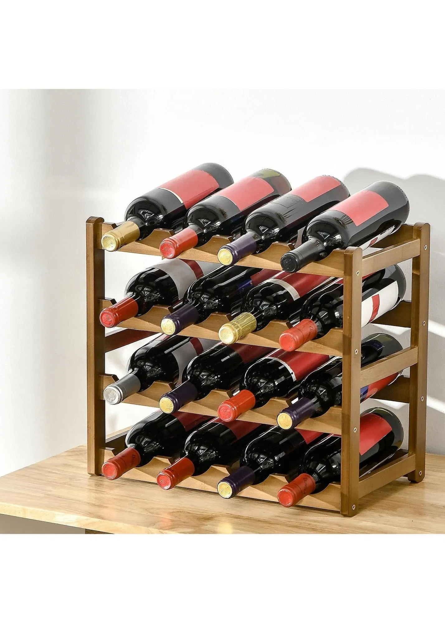 4-Tier Freestanding Wine Rack - Brown, Bamboo product