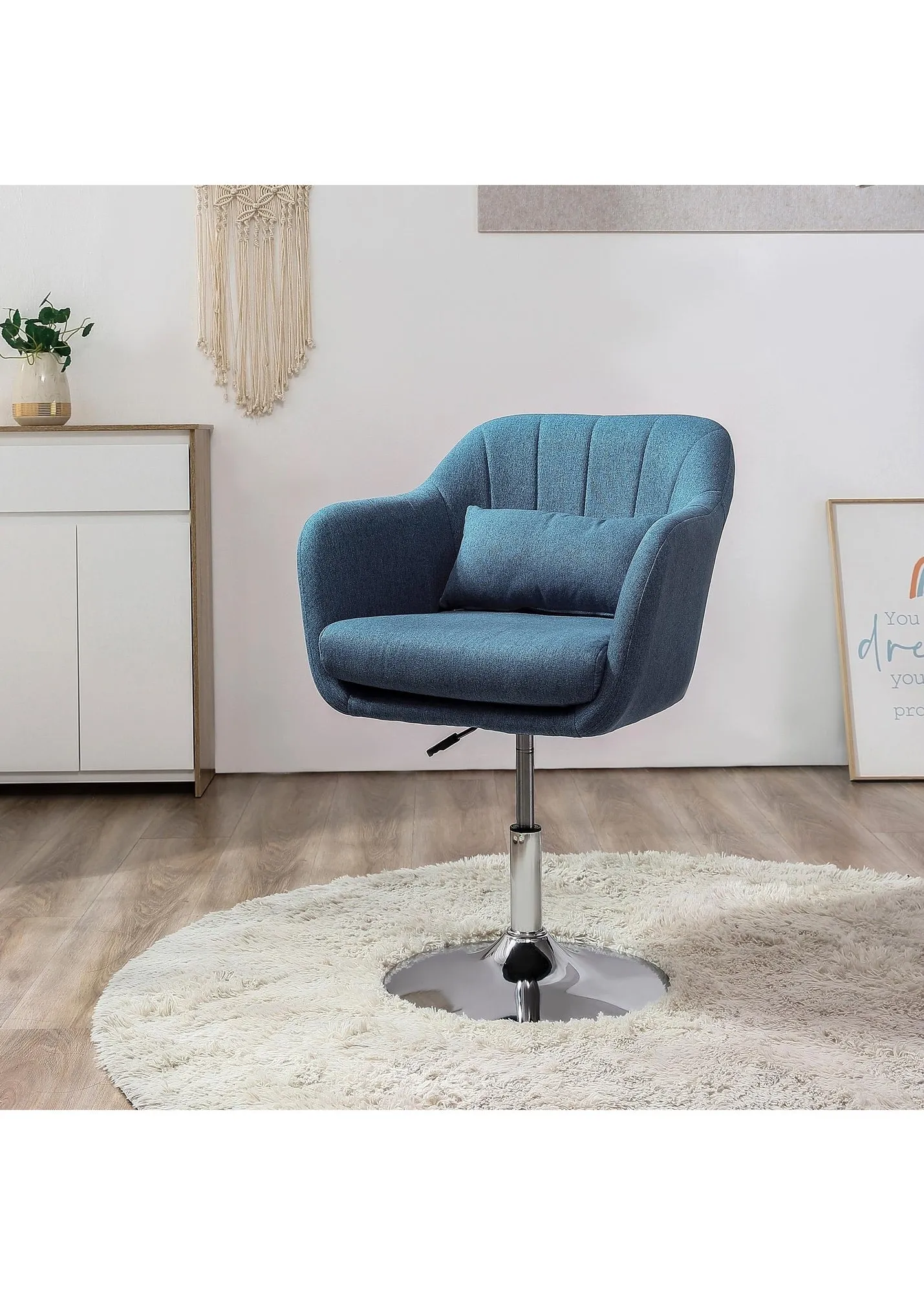 Retro Linen Swivel Tub Chair - Blue, Polyester product