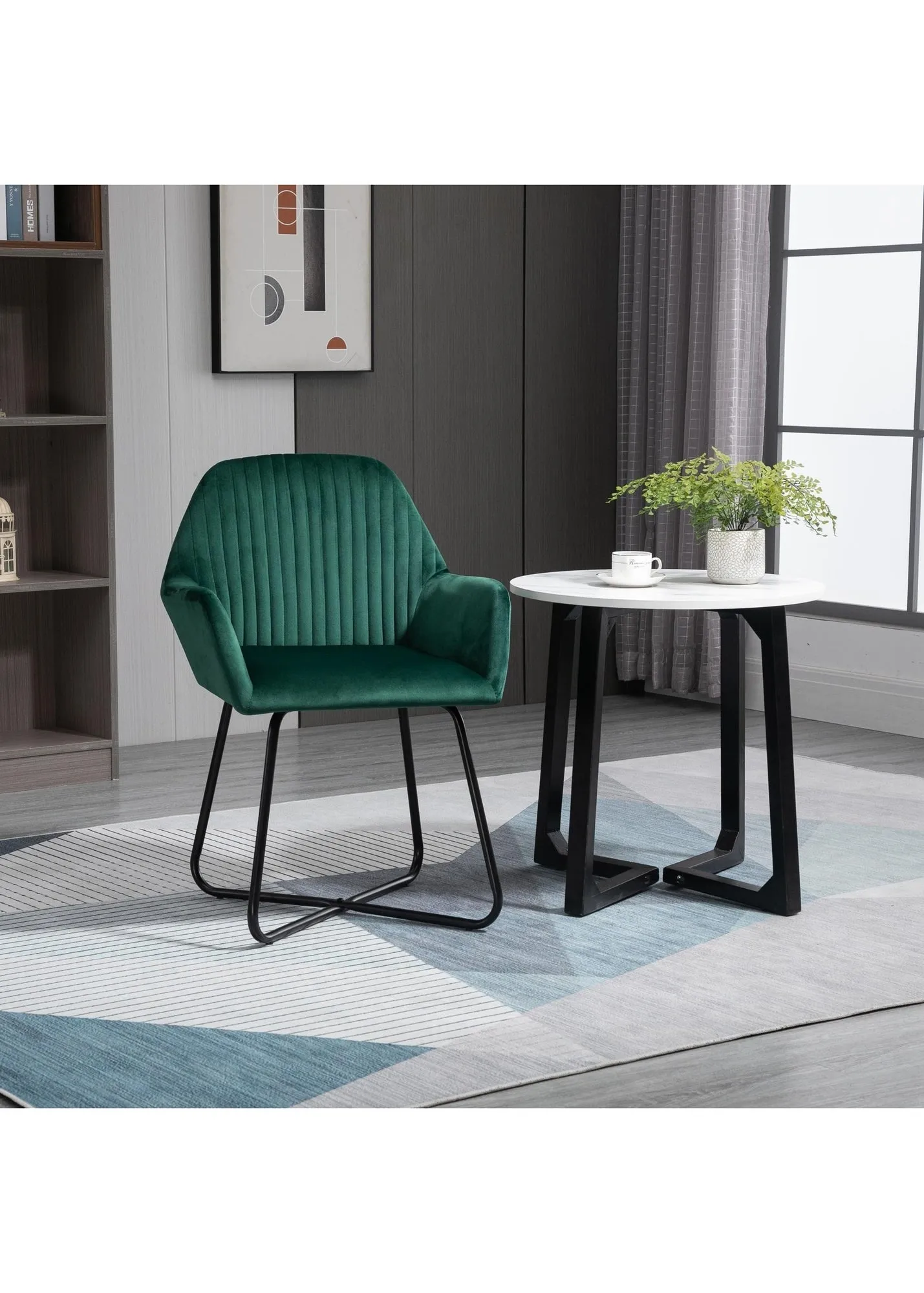 Velvet-Feel Upholstered Accent Chair - Green, Polyester product