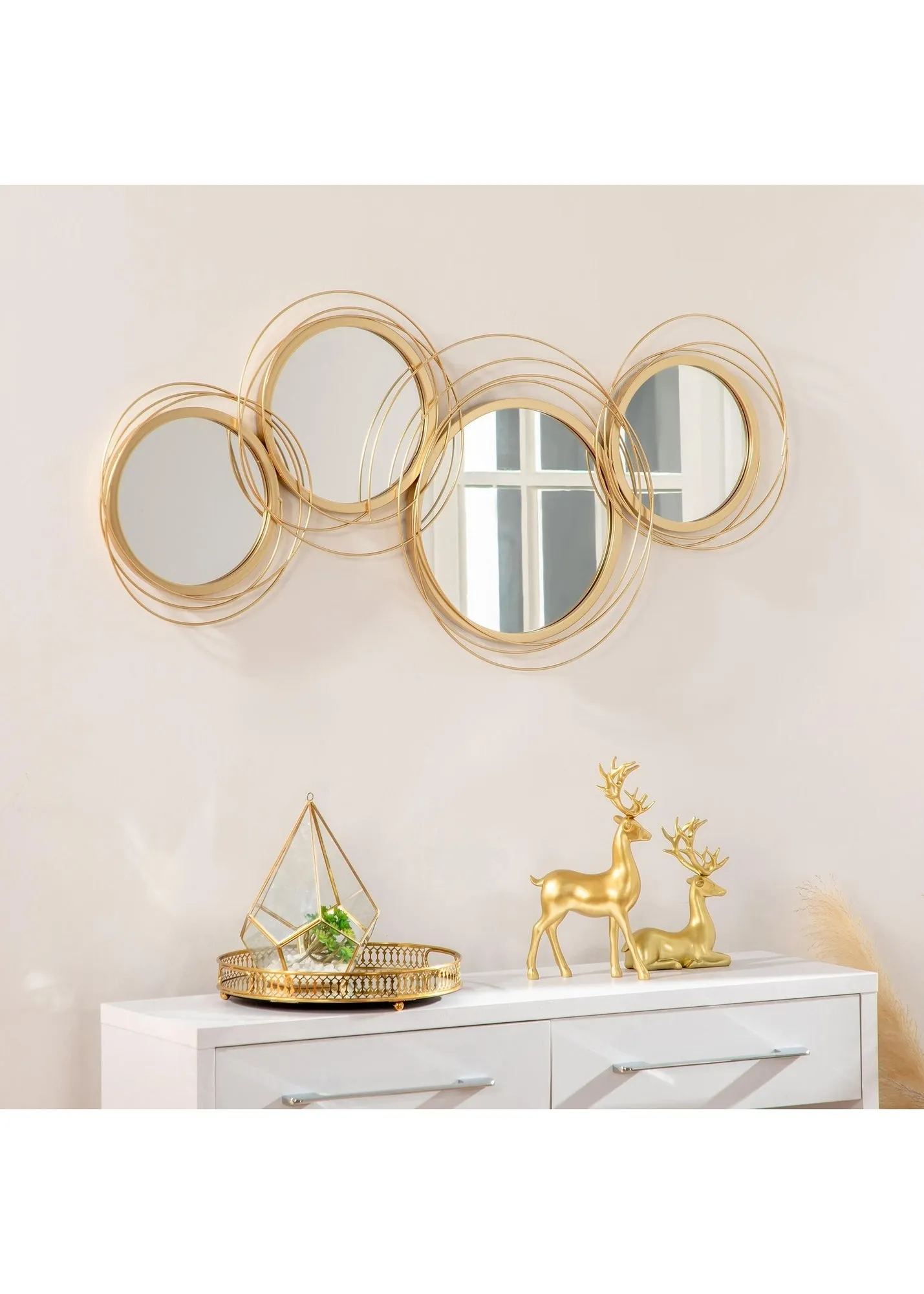 Wall Art Decorative Mirror Set of Four - Gold, Metal product