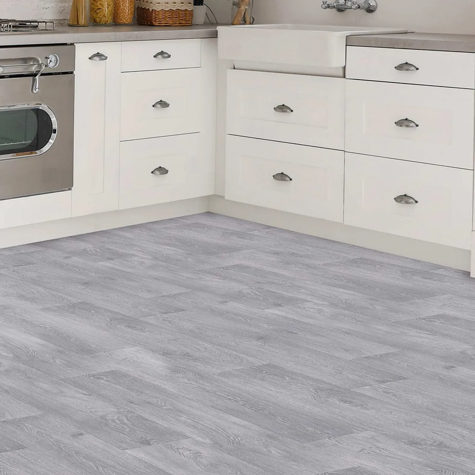 Aged Oak Precut Vinyl Flooring - Grey product