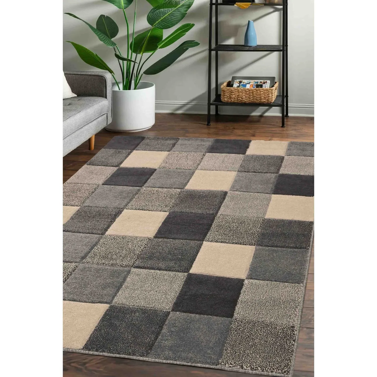 Blocks Geo Print Rug - Grey product