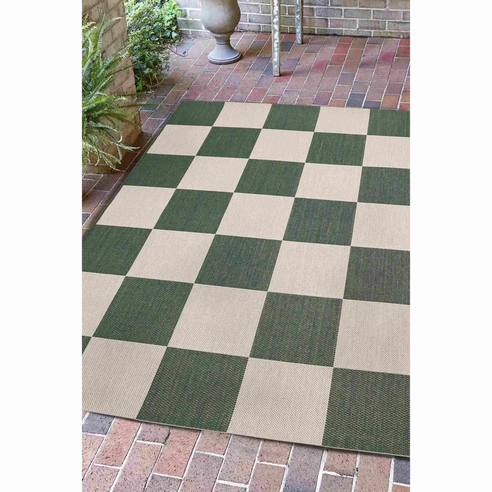 Chequer Flatweave Rug - Green product