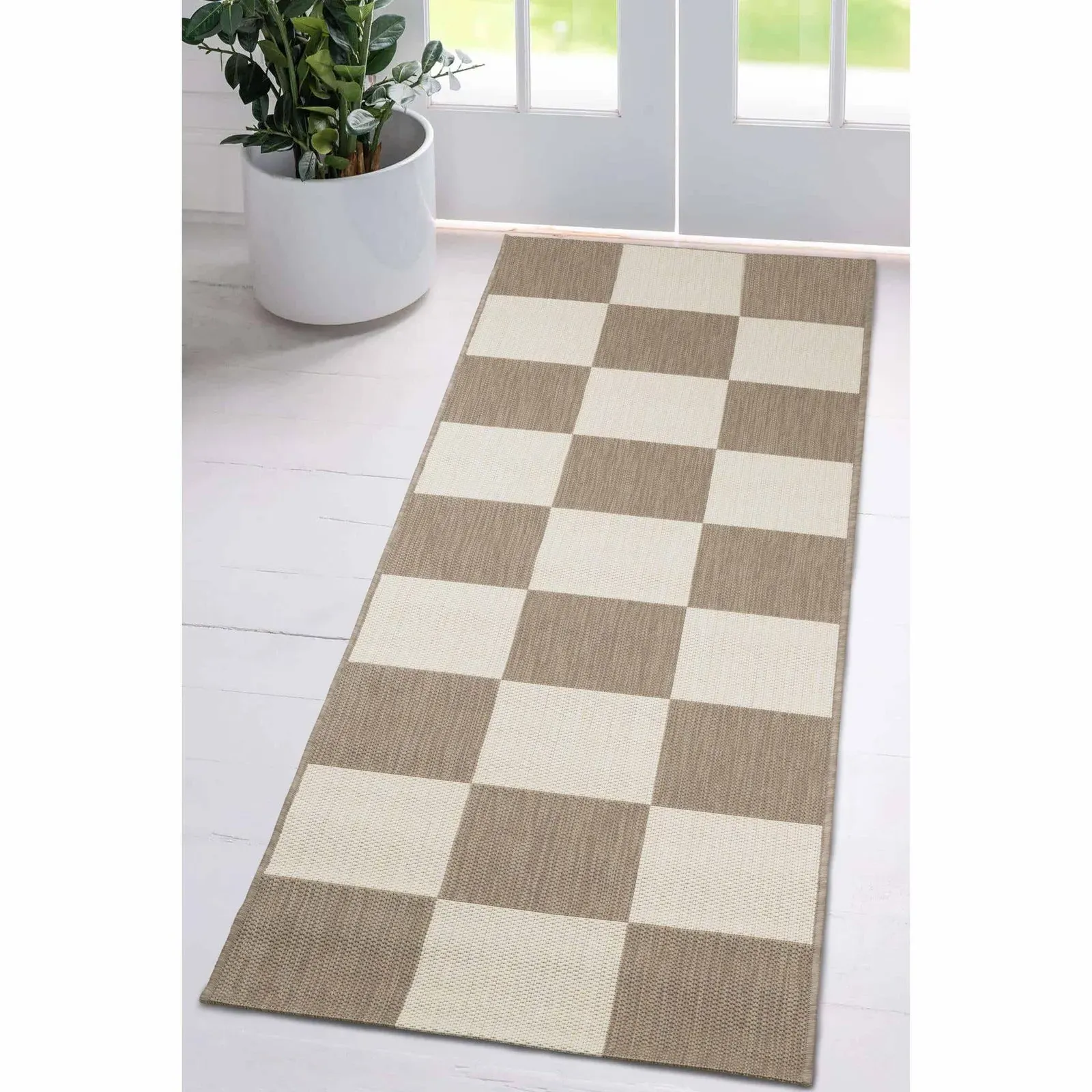 County Collection Chequer Runner Rug - Natural product