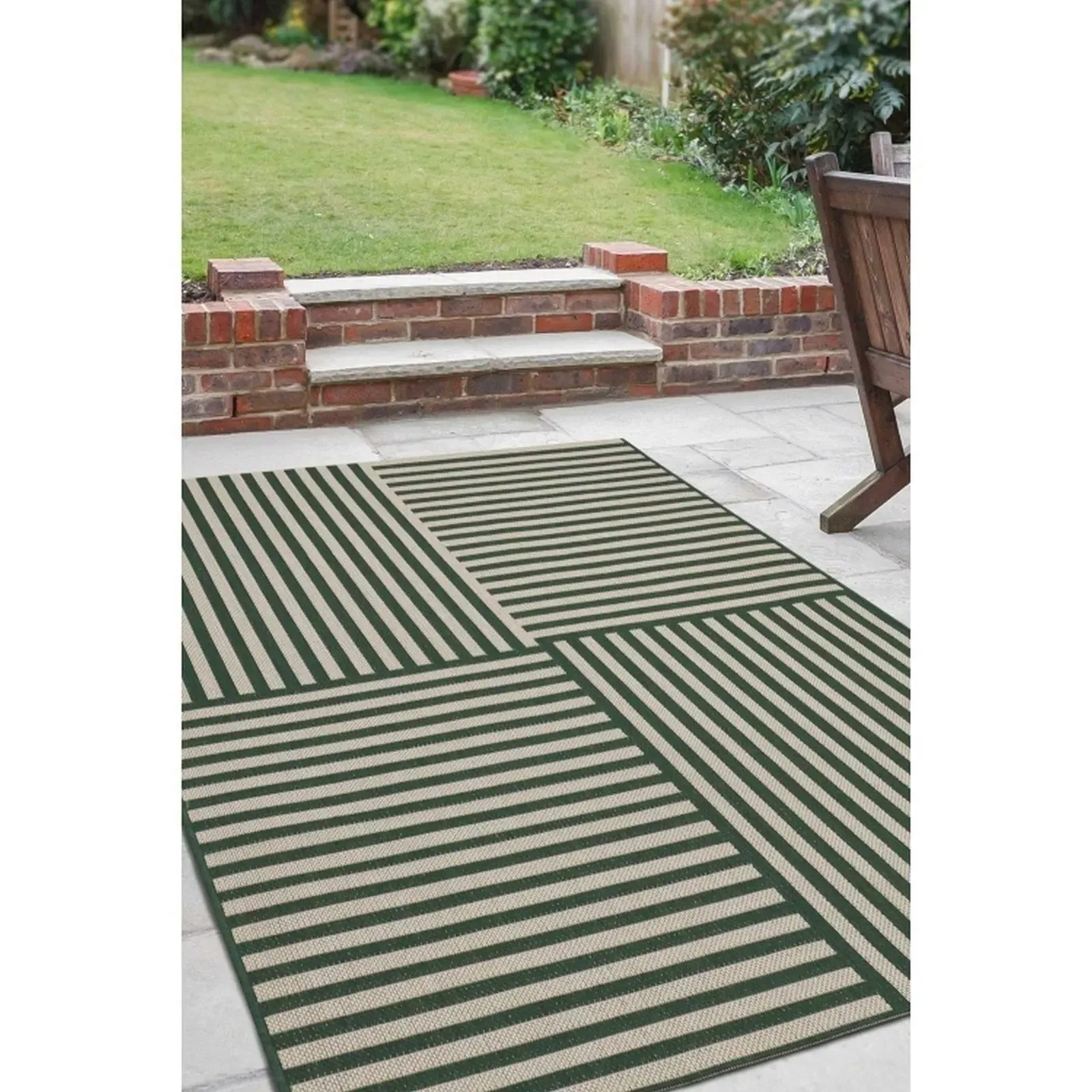 County Collection Multistripe Rug - Green, Flatweave product
