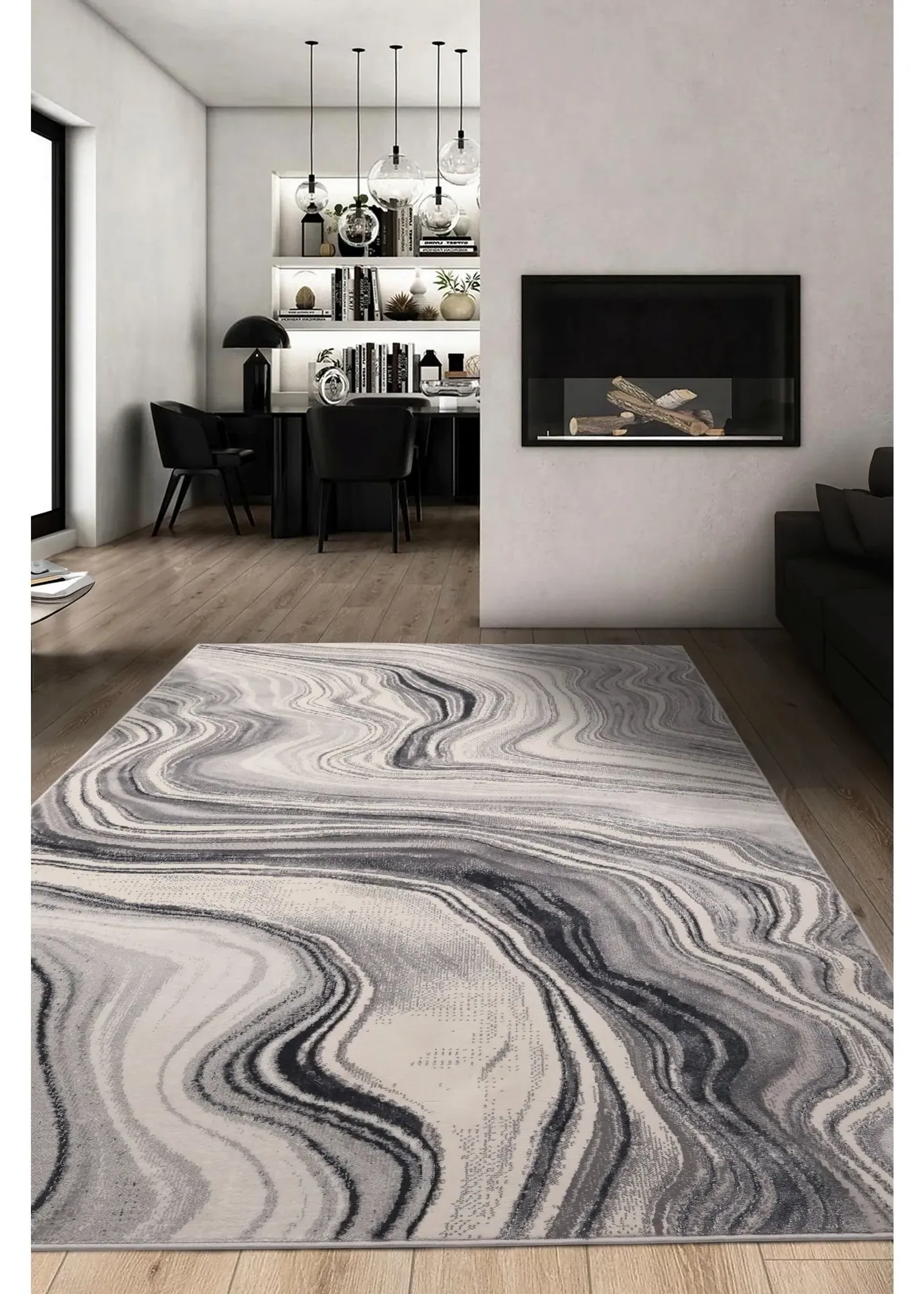 Dusk Rug Abstract Textured - Grey, Polyester product
