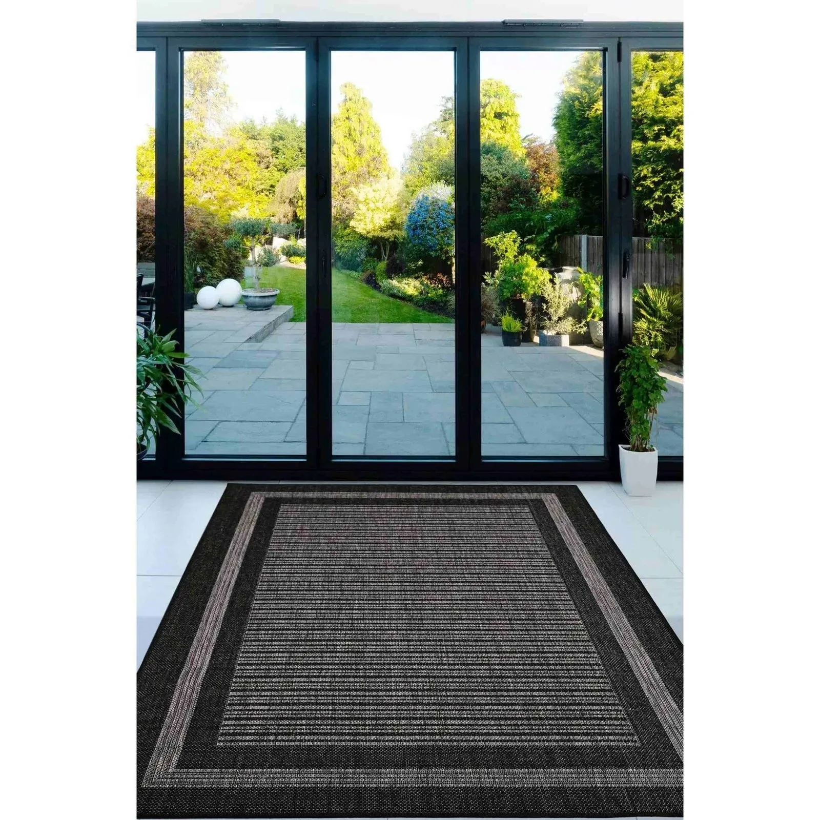 Gel Backed Border Rug - Black, Polypropylene product