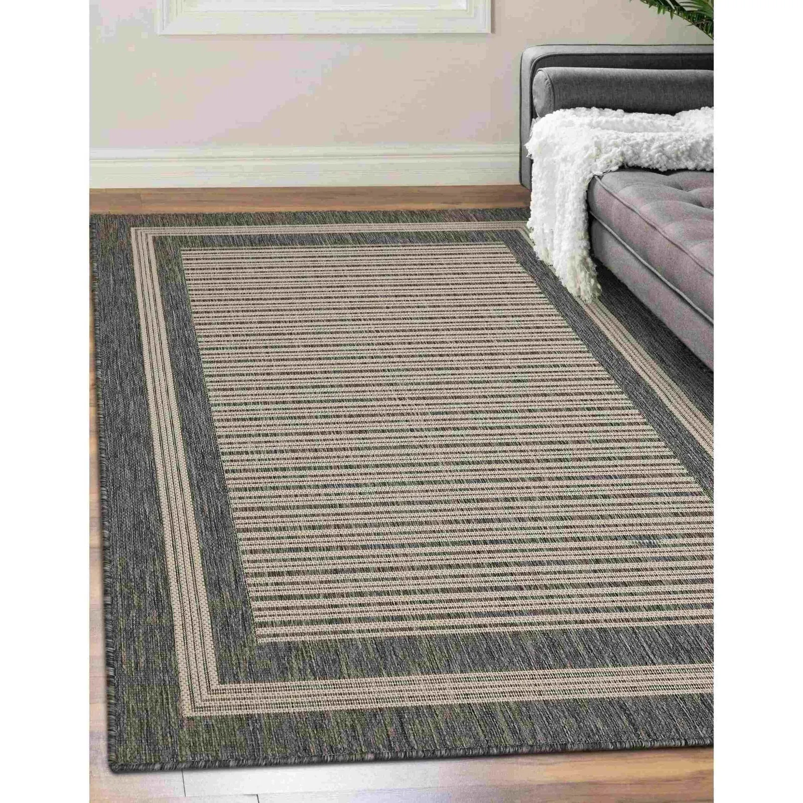 Gel Backed Border Rug - Grey, Polypropylene product