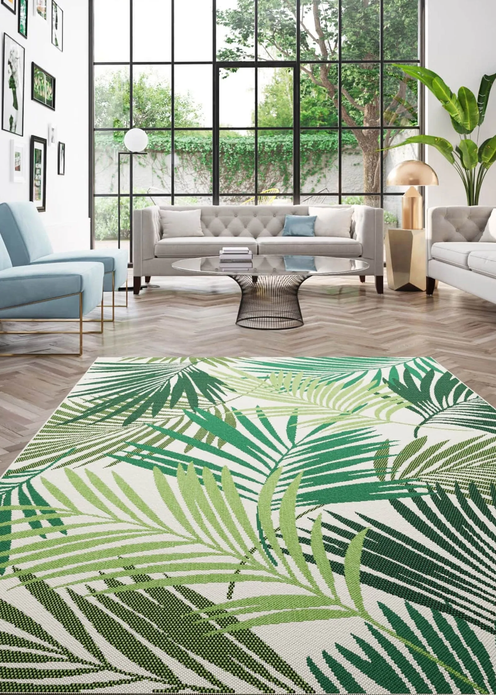 Indoor/Outdoor Tropical Rug - Green, Polypropylene product