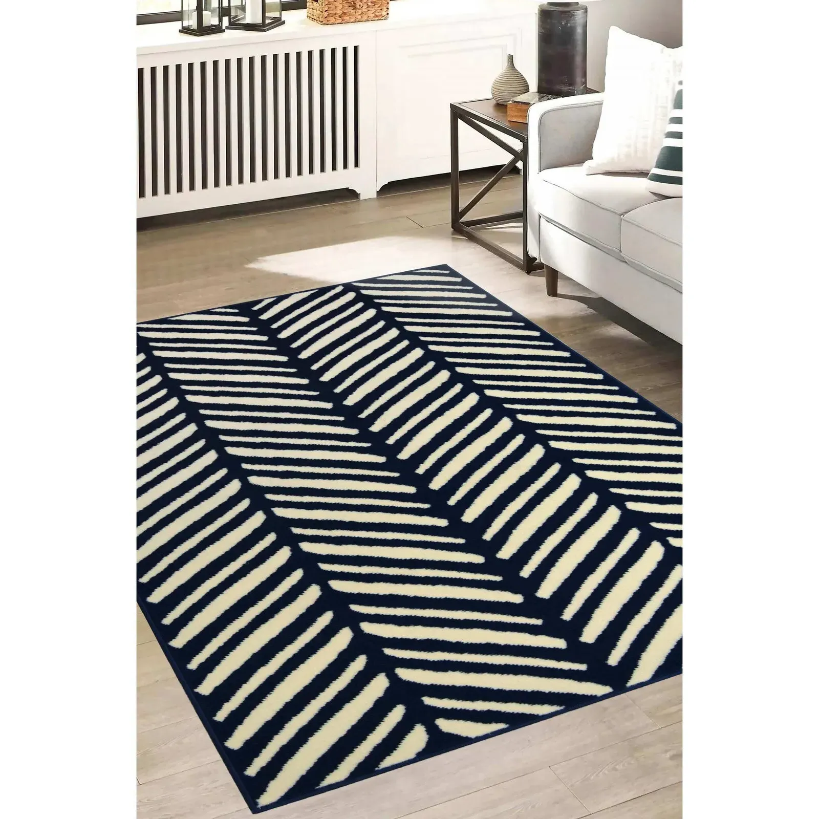 Maestro Herringbone Rug - White, Polypropylene product