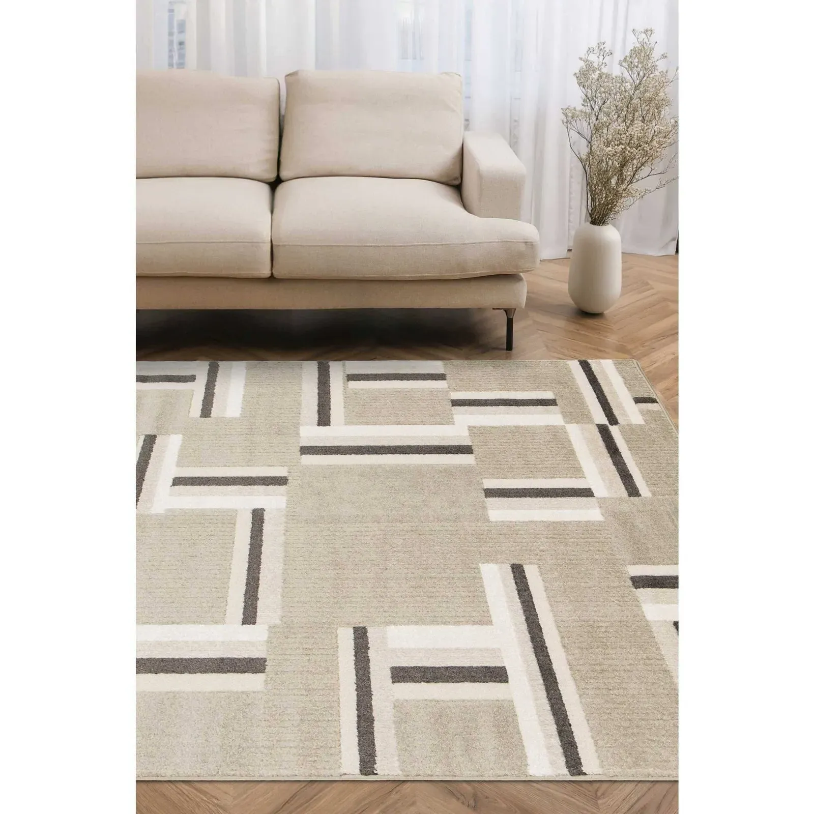 Milan Blocks Rug - Grey, Polypropylene product