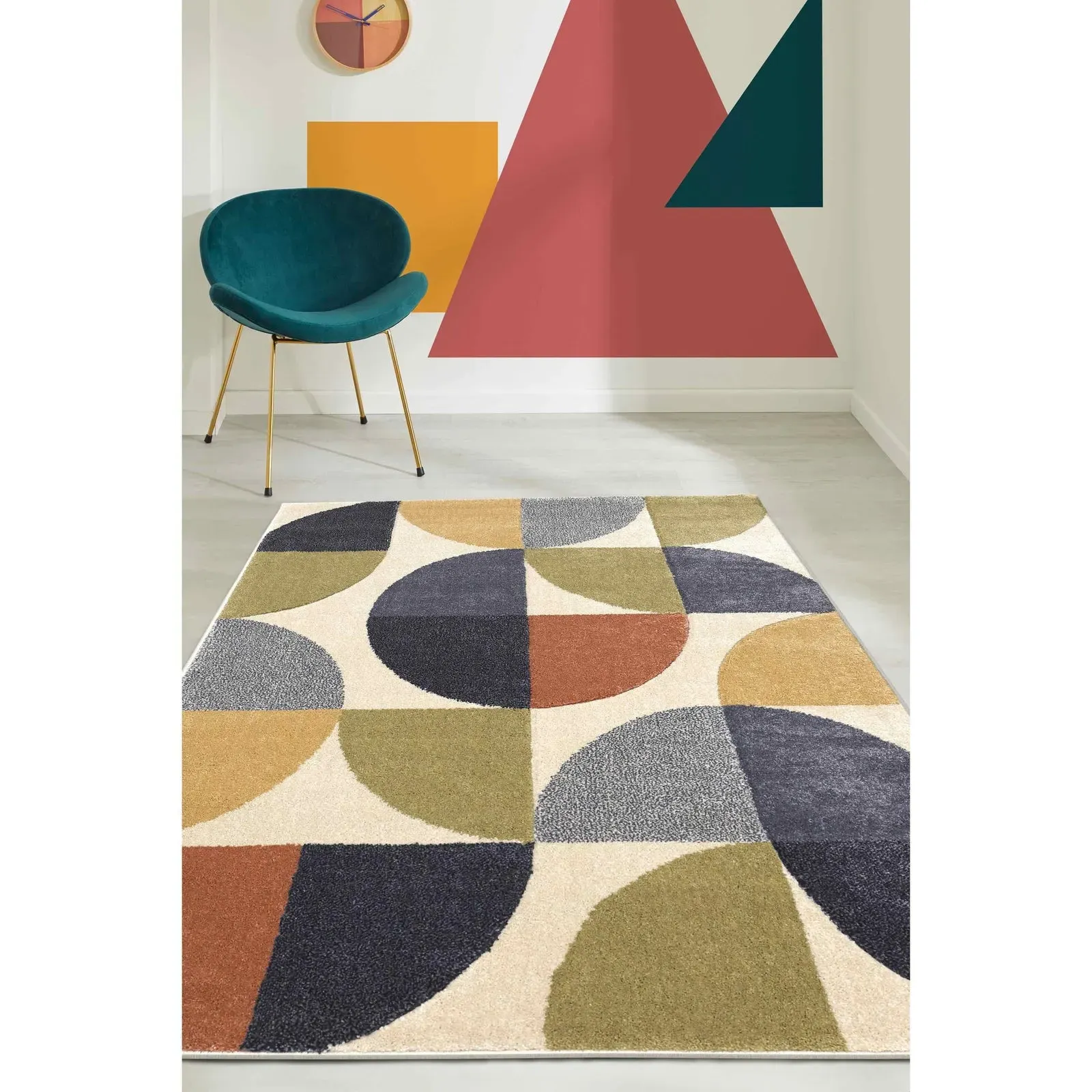 Newport Abstract Geo Rug - Multi, Frisé Yarn product