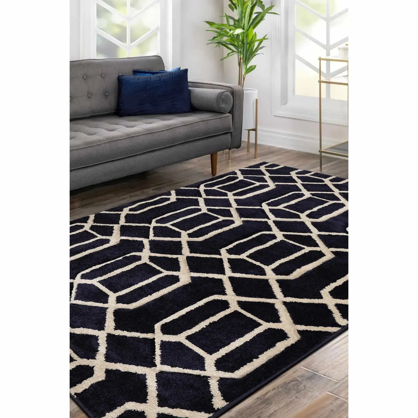 Newport Lattice Rug - Navy product