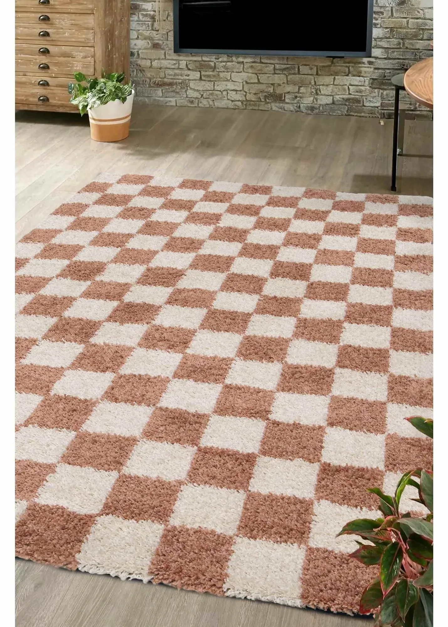 Nomad Checks Rug - Brown, Wool-Nylon Mix product