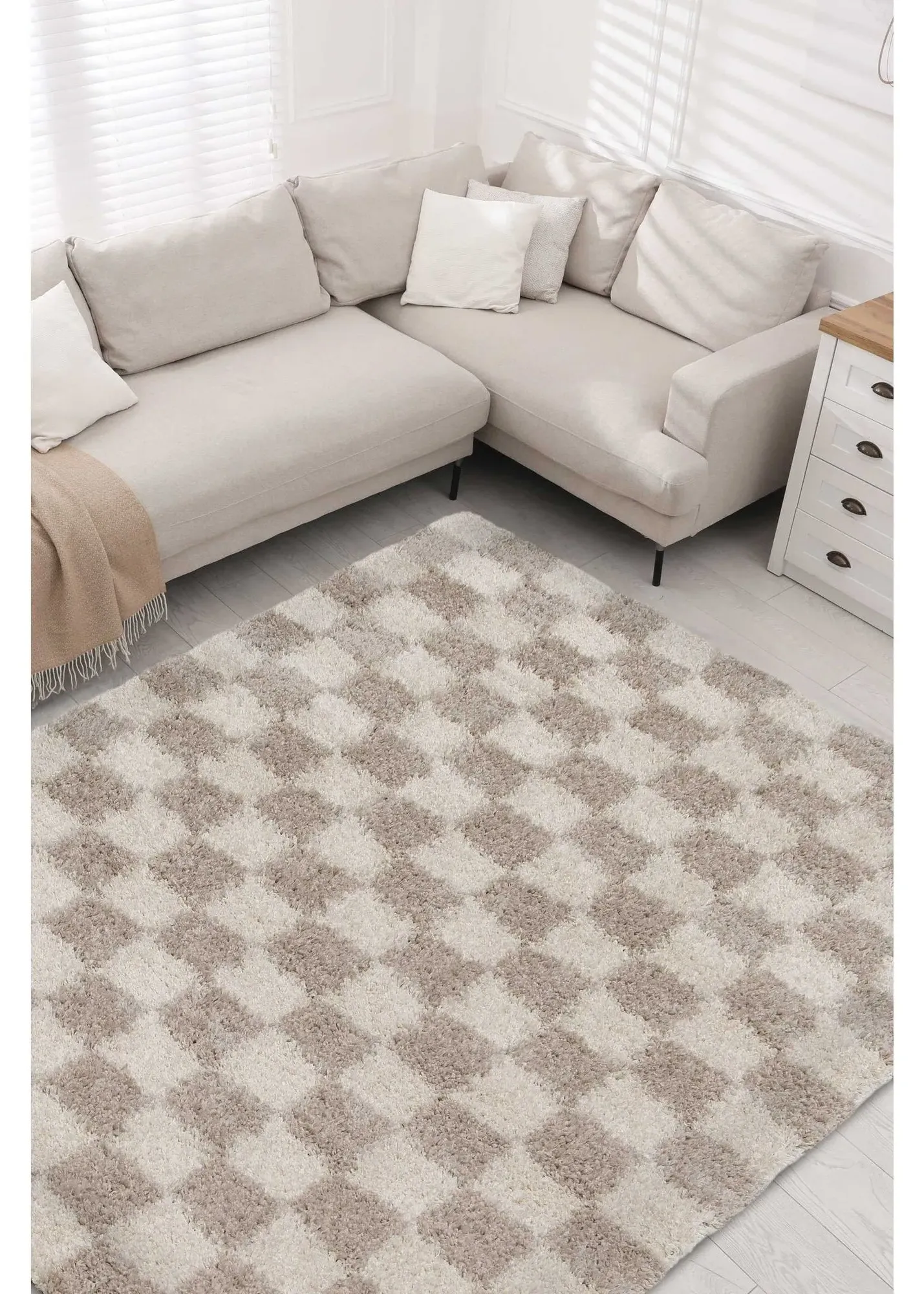 Nomad Checks Rug - Natural, Wool Nylon Mix product