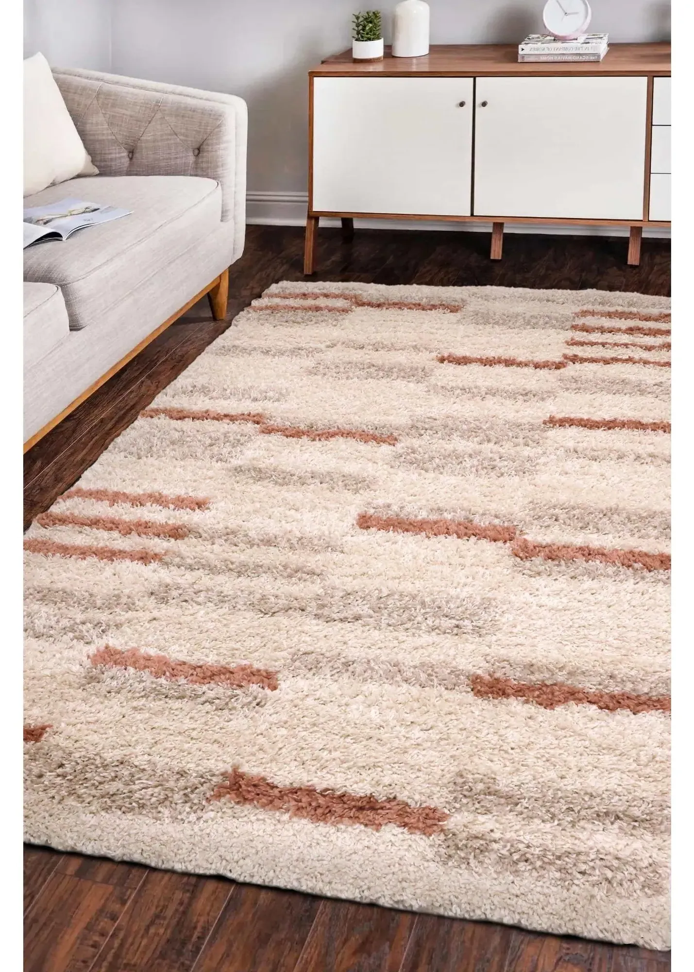 Nomad Linear Shaggy Rug 120x170 - Natural, Wool-Nylon Blend product