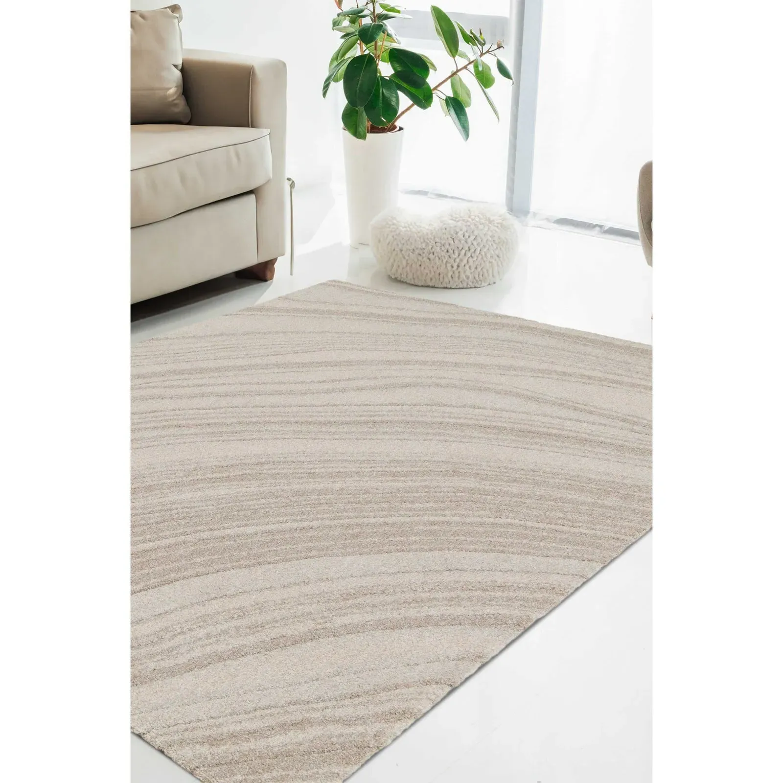 Pure Wave Area Rug with 3D Texture - Natural, Polyester product