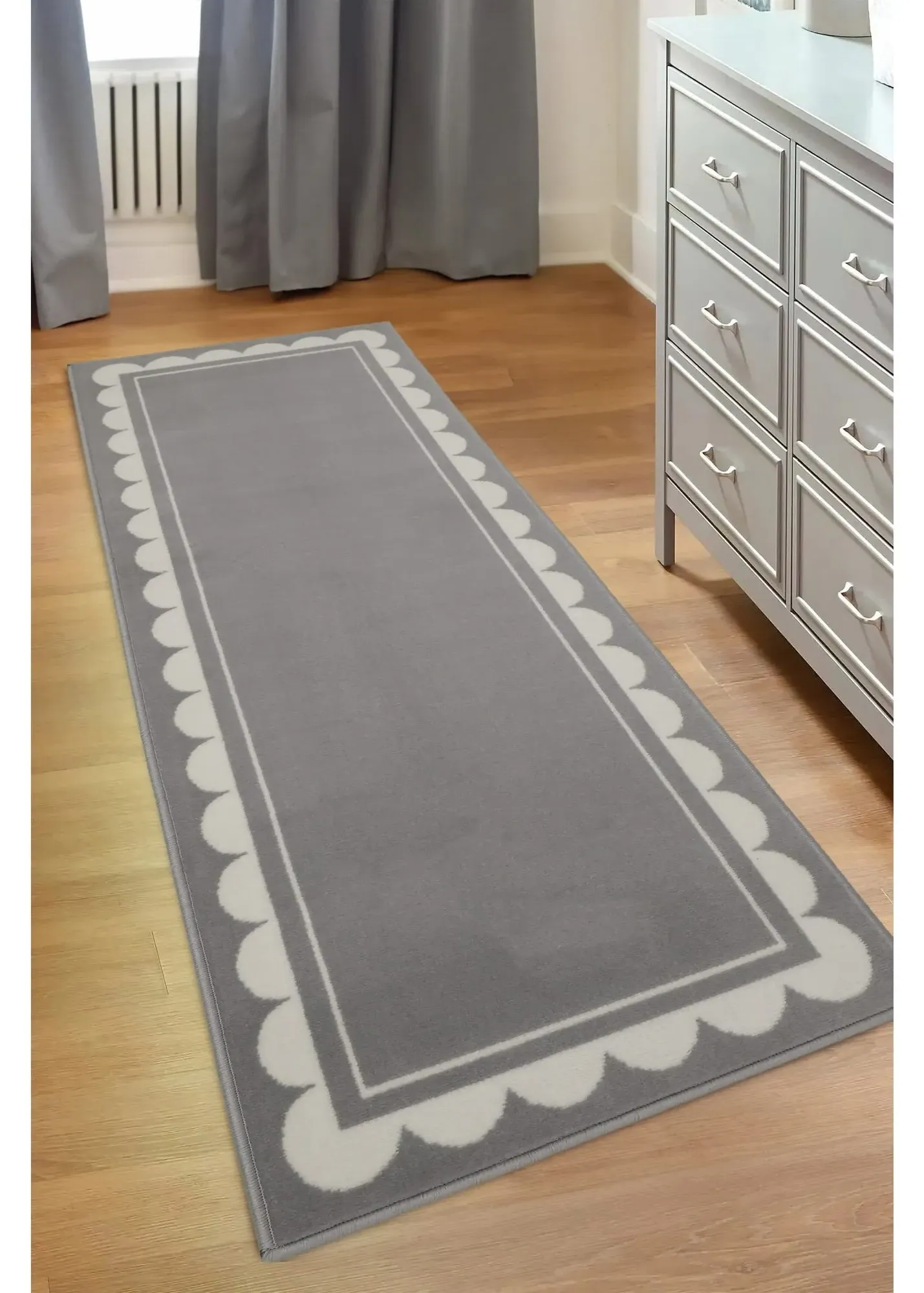Scallop Runner Rug - Grey, Polypropylene product