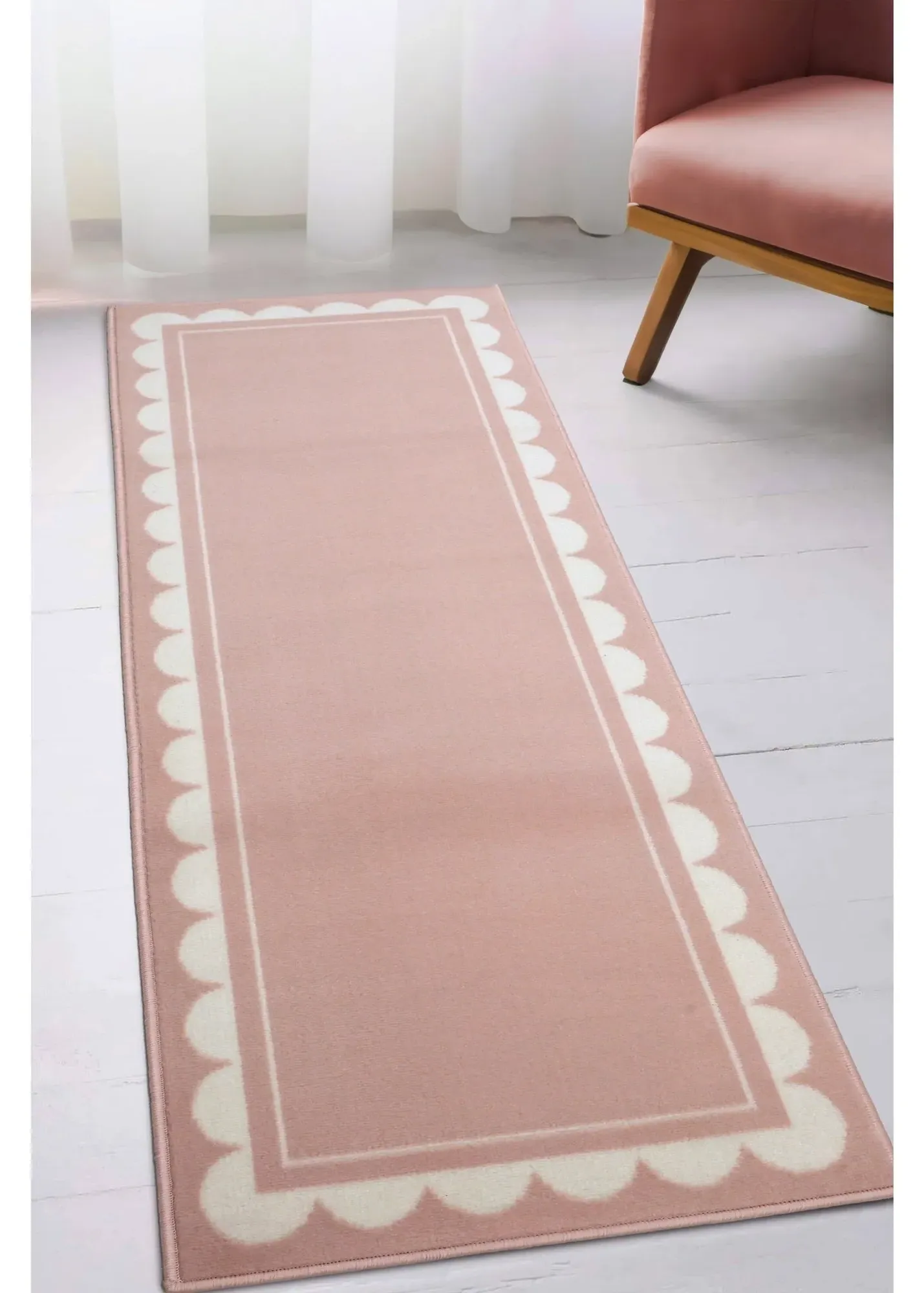 Scallop Runner Rug - Pink, Polypropylene product