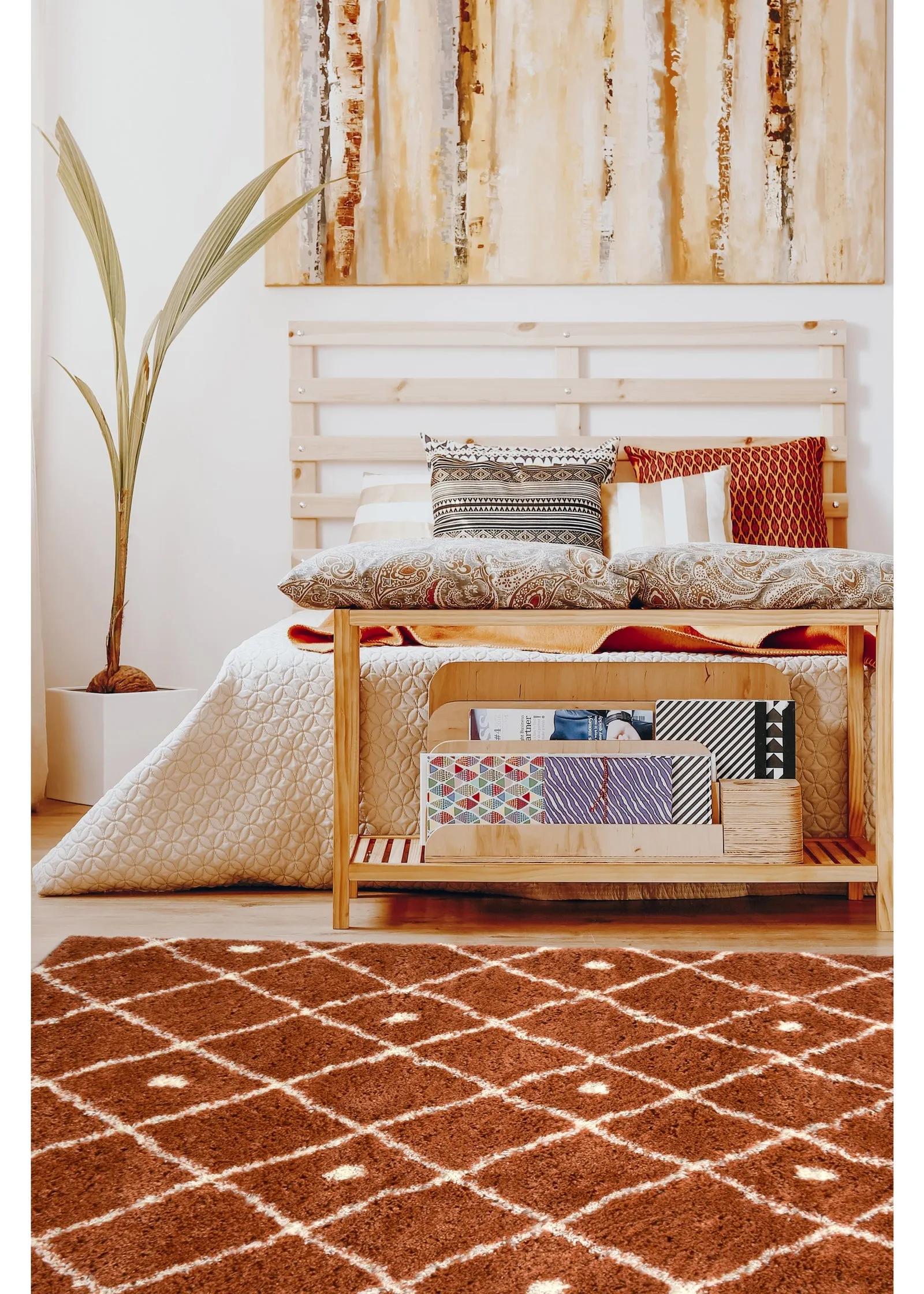Snug Shaggy Diamond Rug - Brown, Polyester product
