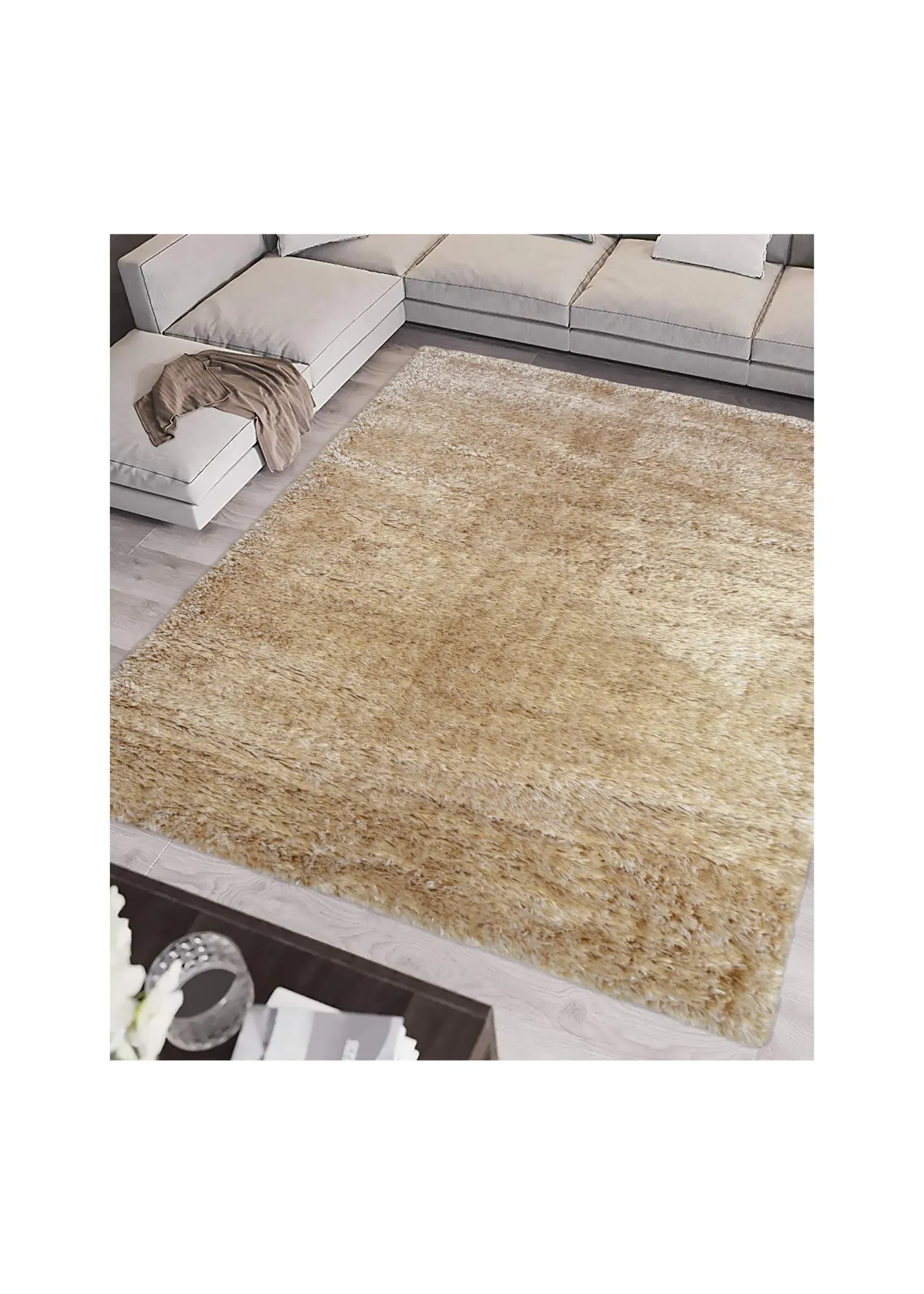Supersoft Shaggy Rug - Beige, Polyester product